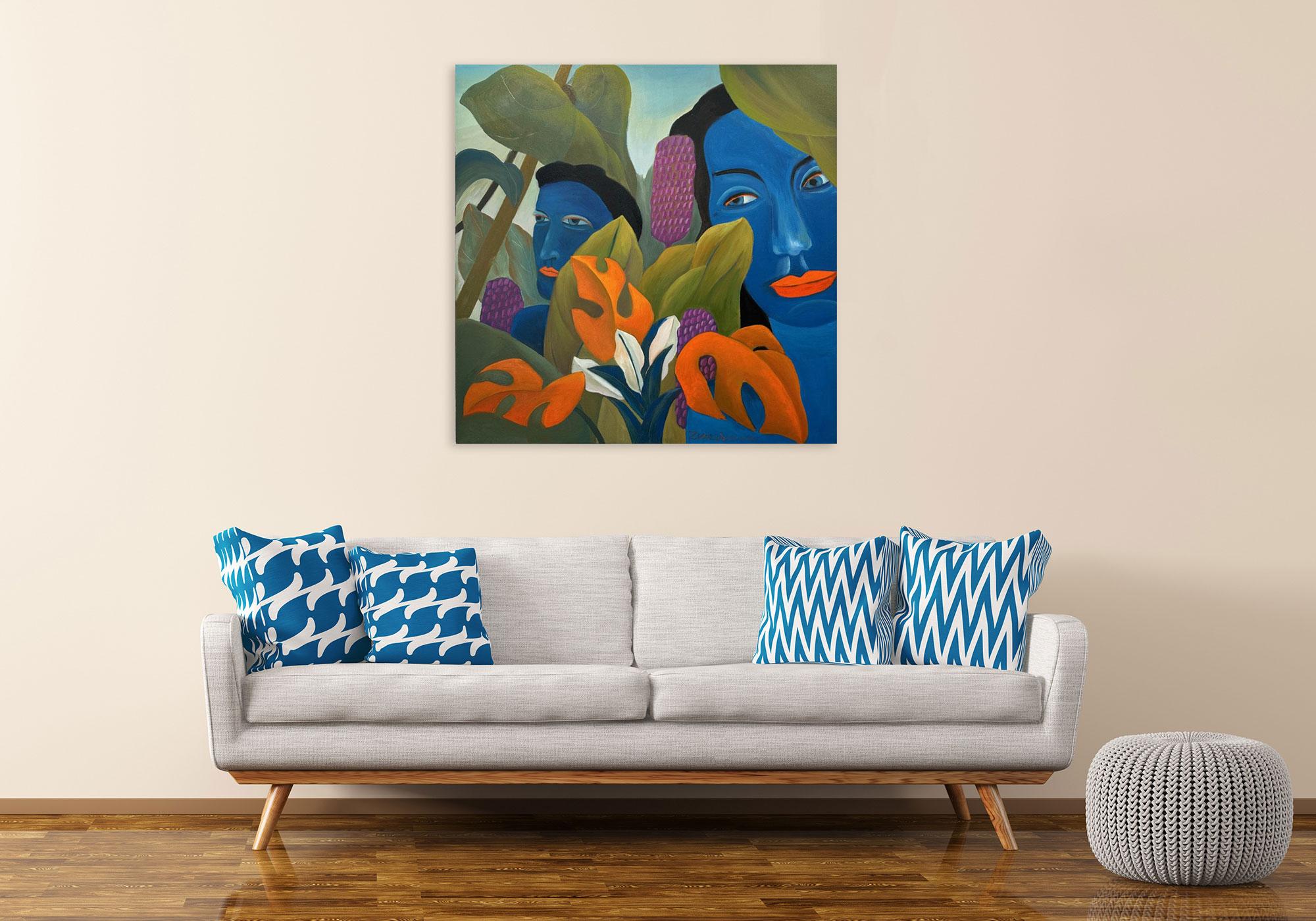 Blue Figures in the Jungle By Marc Zimmerman For Sale 1
