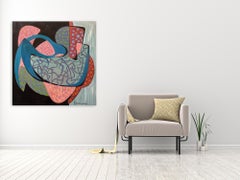 Bluesology - Abstract Painting Red & Black by Marc