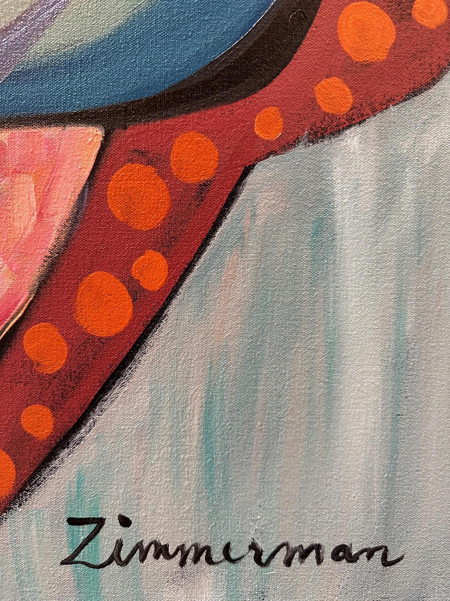 Bluesology - Peinture abstraite rouge et noire de Marc - Contemporain Painting par Marc Zimmerman