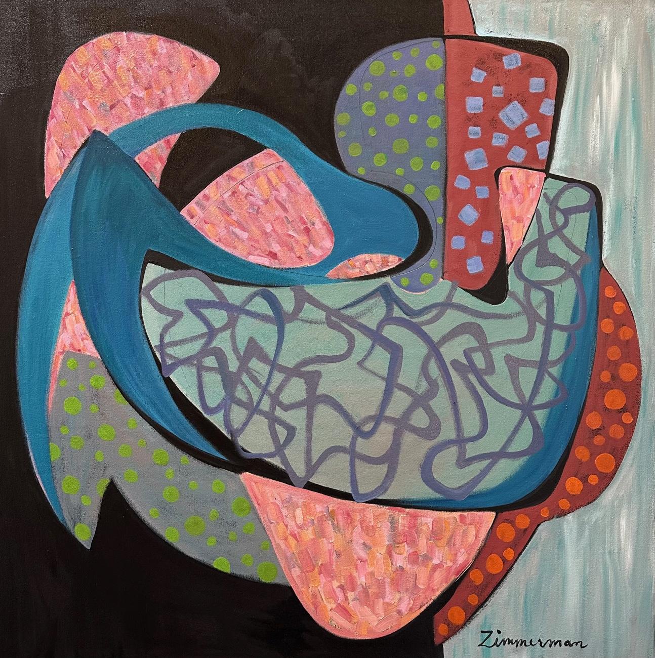 Abstract Painting di Marc Zimmerman - Bluesology - Pittura astratta rossa e nera di Marc