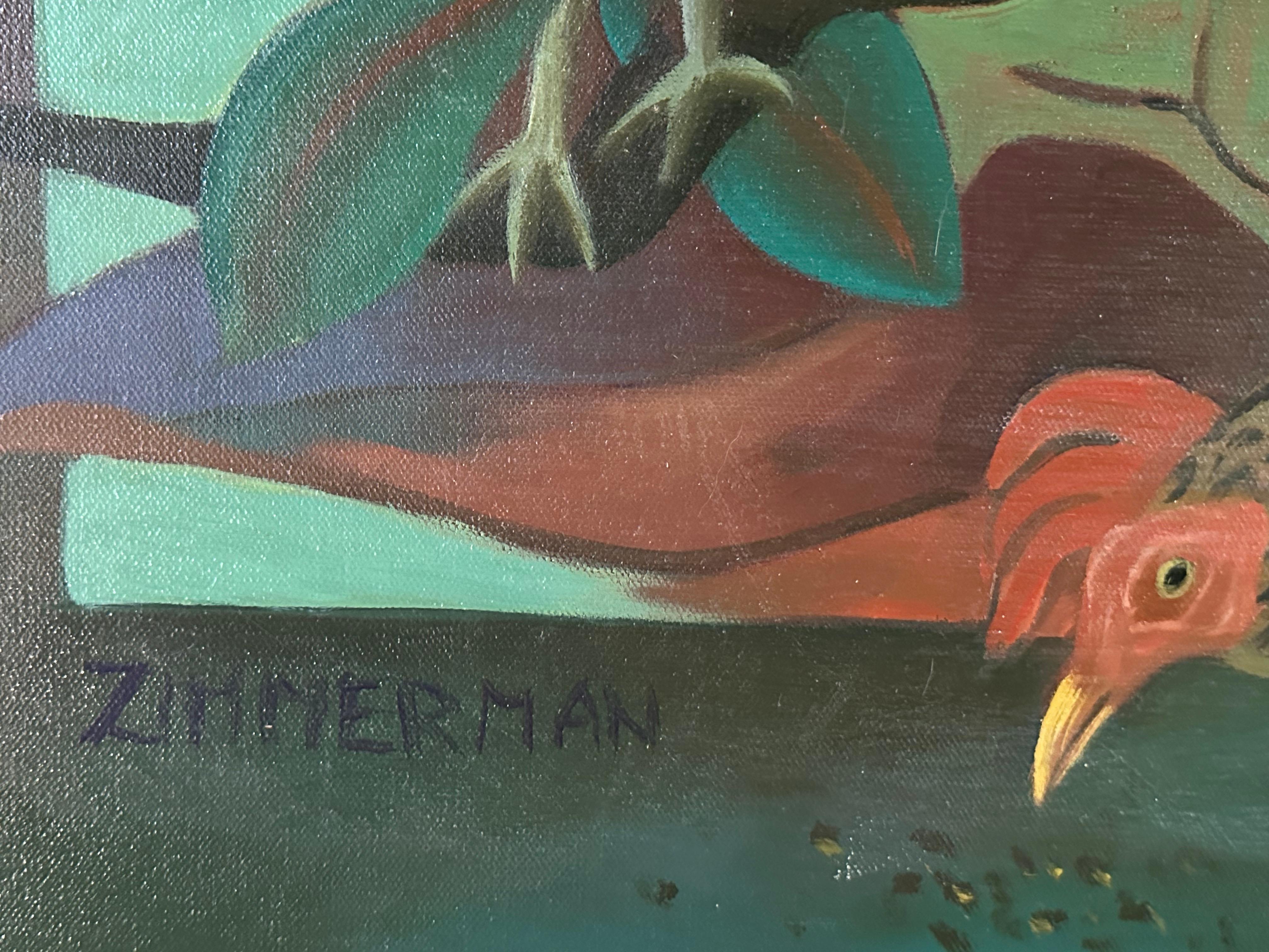 Chickens On The Loose - Animal Painting - American Modern By Marc Zimmerman en vente 2