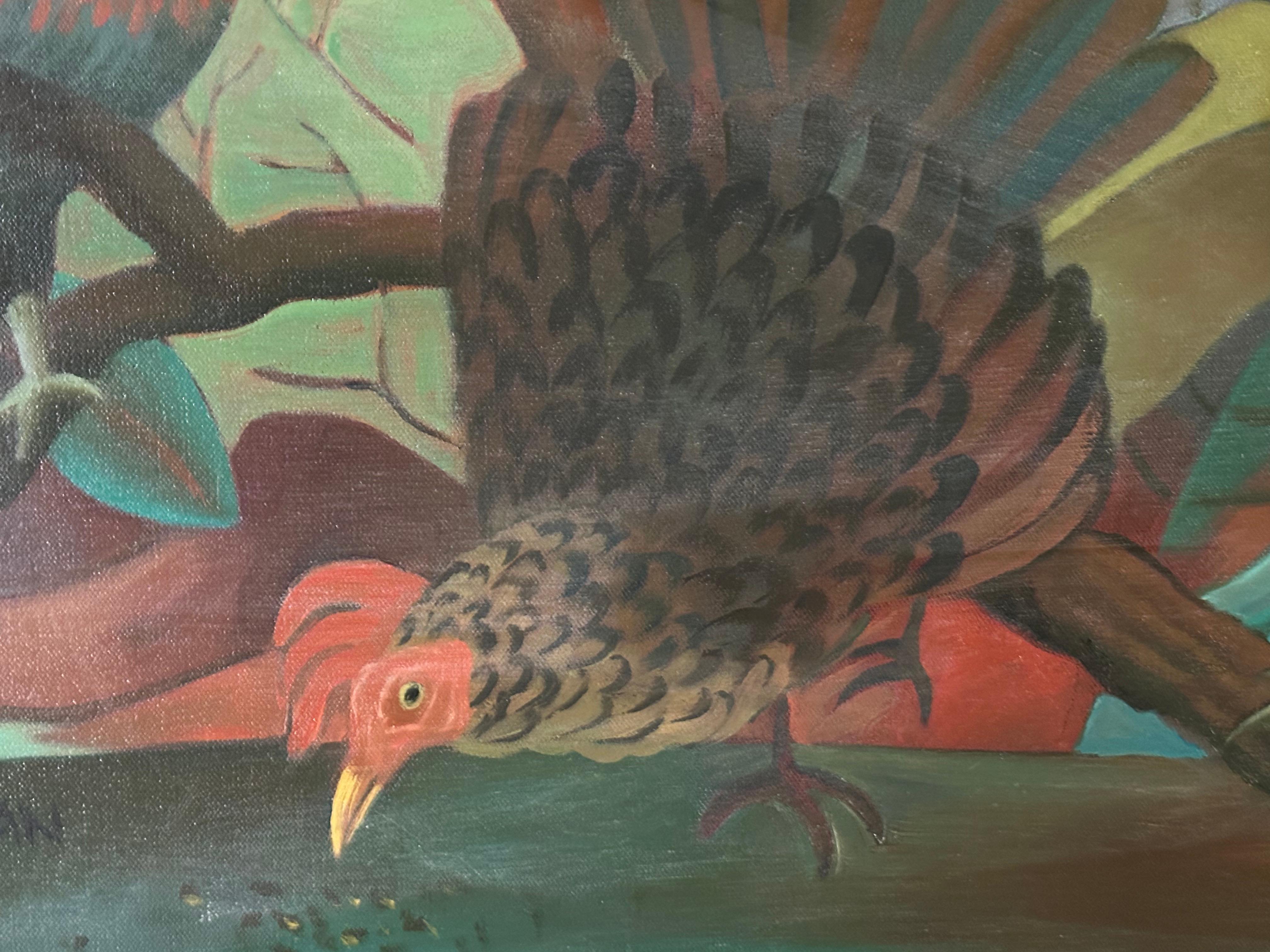 Peinture - Poulets à l'état brut - Peinture d'animaux - American Modern par Marc Zimmerman en vente 3