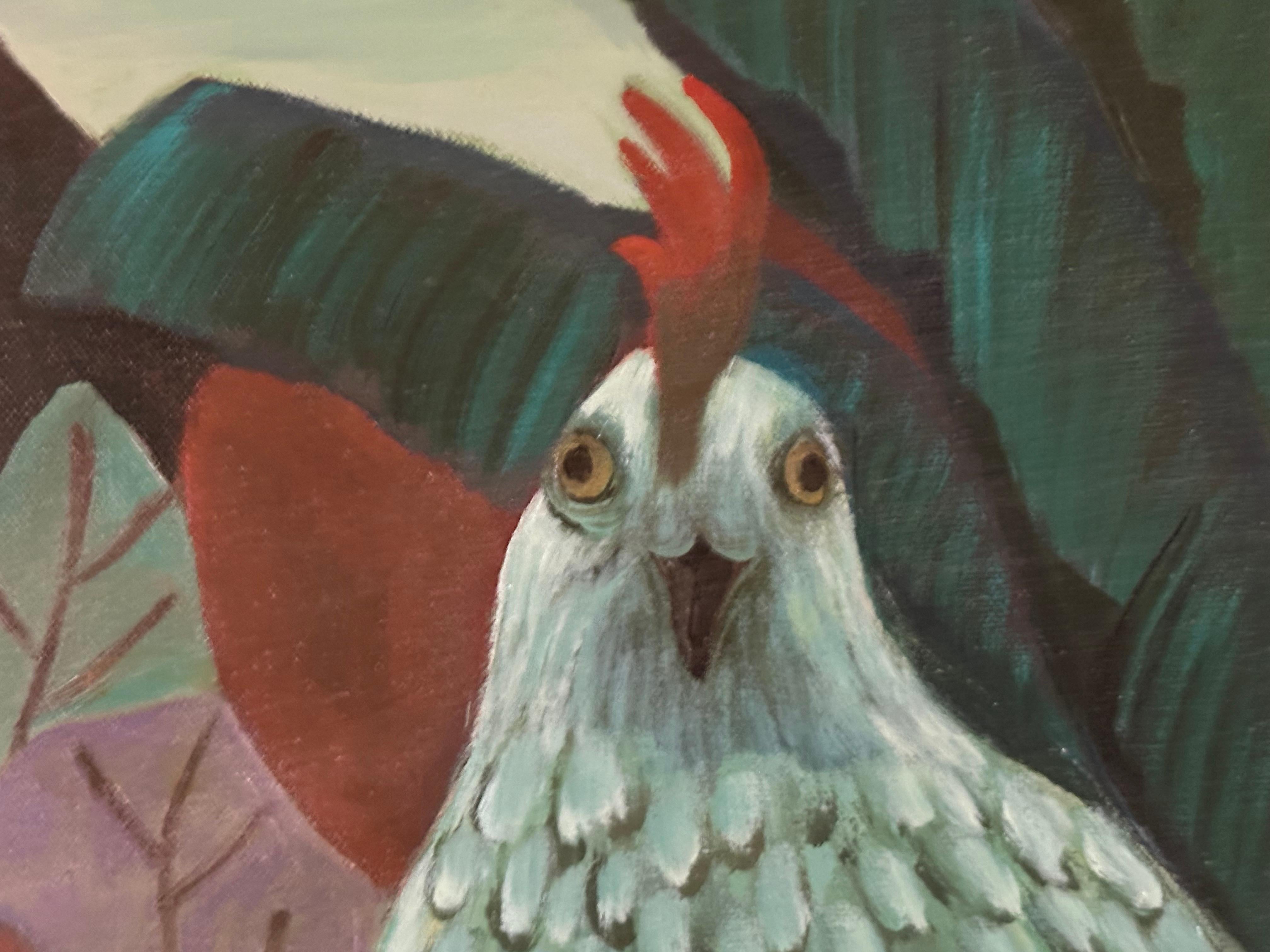 Peinture - Poulets à l'état brut - Peinture d'animaux - American Modern par Marc Zimmerman en vente 4