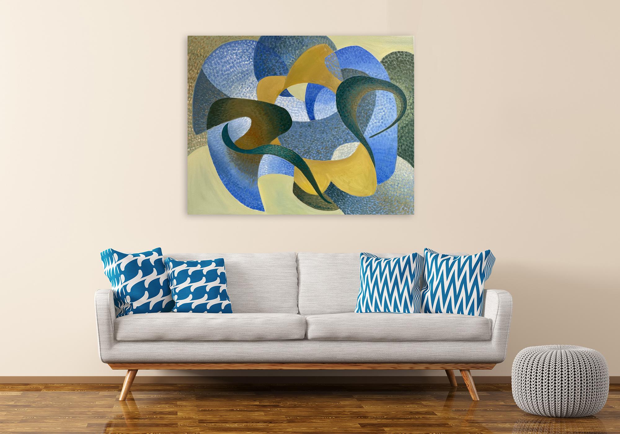 Corale in Do Maggiore - Pittura astratta Giallo e Blu di Marc - Painting di Marc Zimmerman