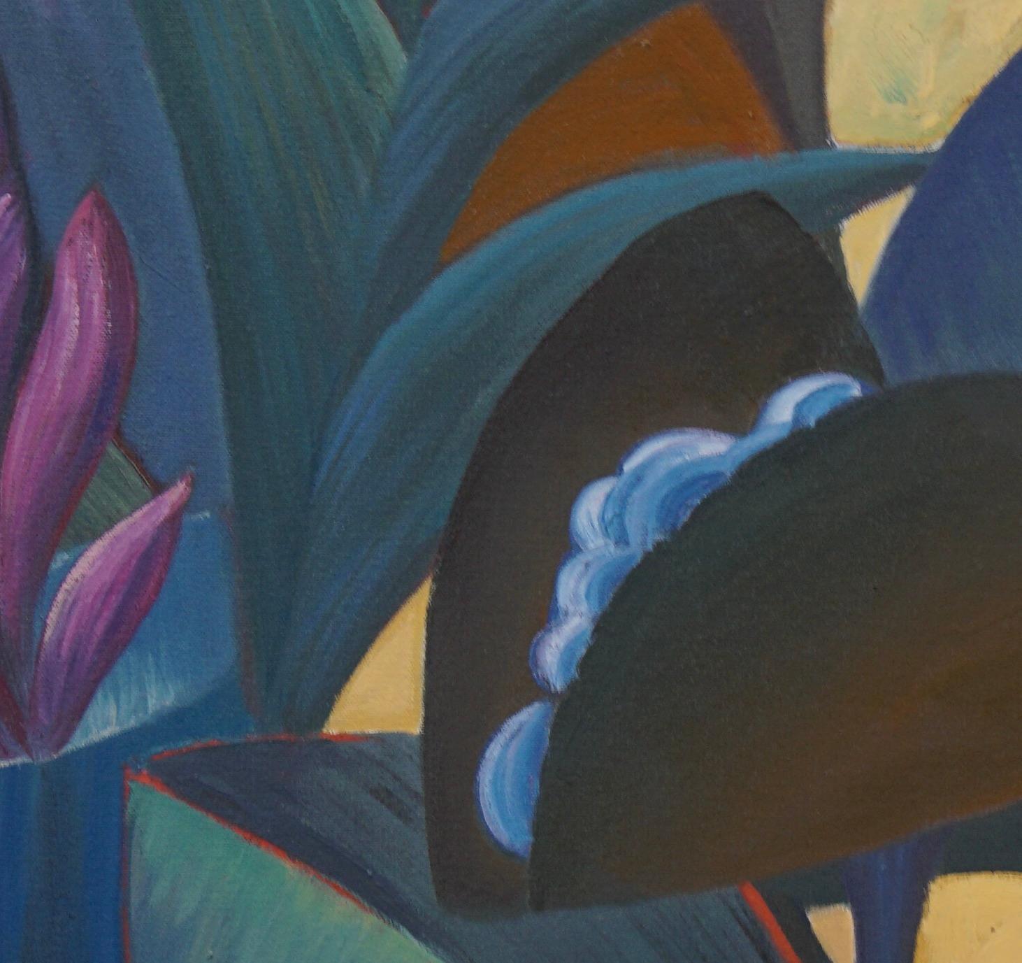 Invenzione floreale - Pittura di fiori - Natura morta di Marc - Abstract Painting Nero di Marc Zimmerman