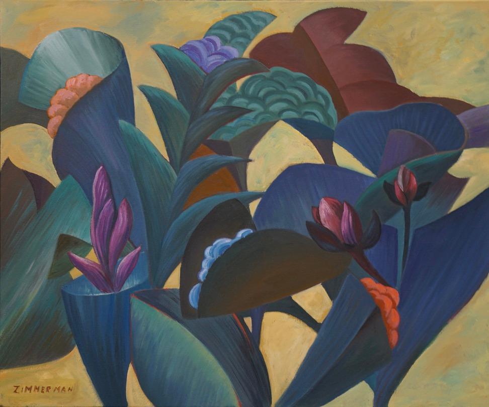 Abstract Painting di Marc Zimmerman - Invenzione floreale - Pittura di fiori - Natura morta di Marc