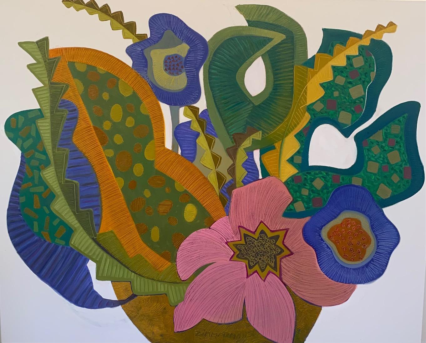 Marc Zimmerman Fantasy Floral Jungle Abstract Painting Modern Art