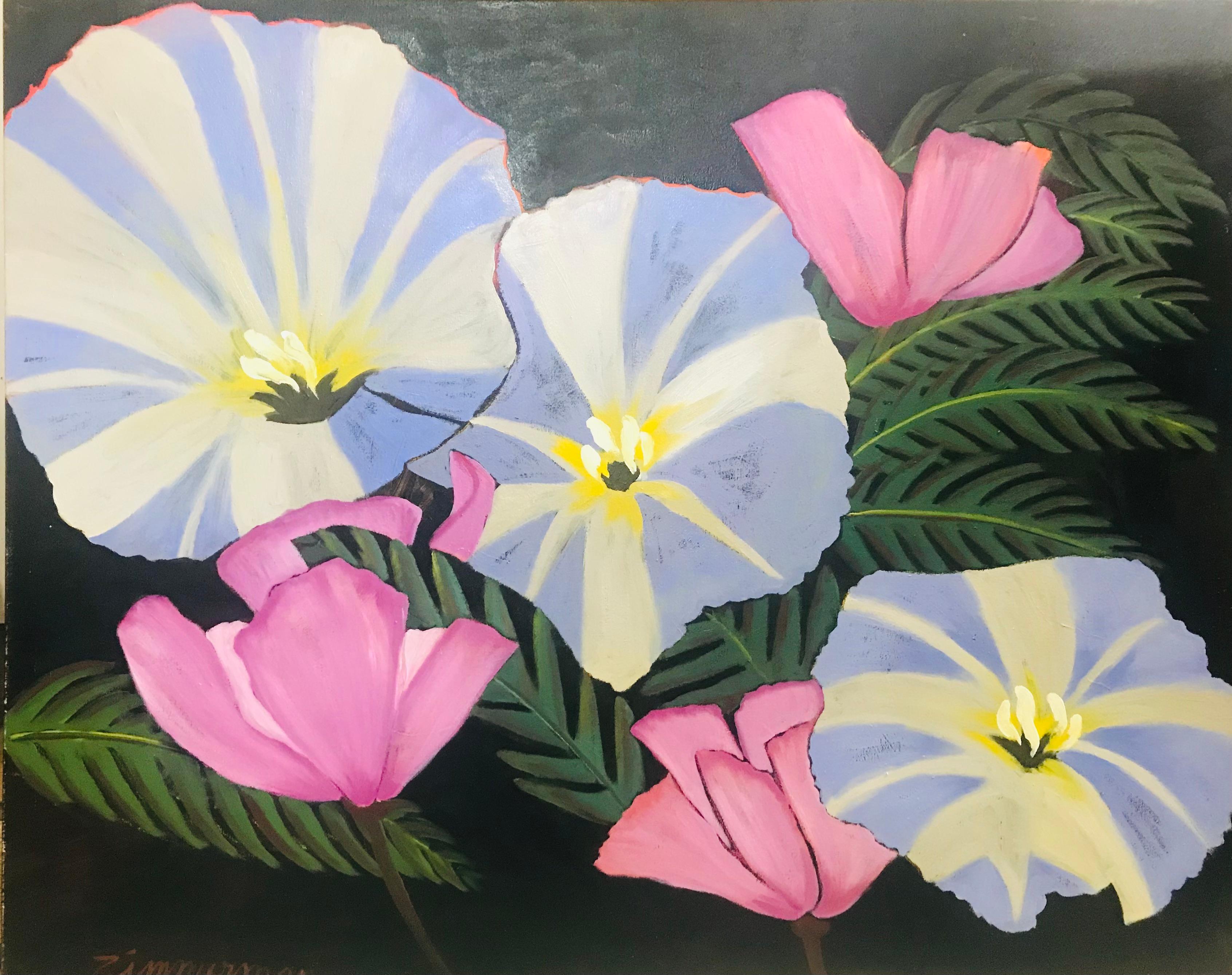  Flores rosas y azules/blancas embellecen el escarpado chaparral del Gran Sur. Los helechos locales aportan fluidez a este paisaje floral.





El cuadro se entrega con un certificado de autenticidad y una carta de tasación.

Marc Zimmerman crea