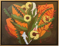 Floral on Orange Background by Marc Zimmerman