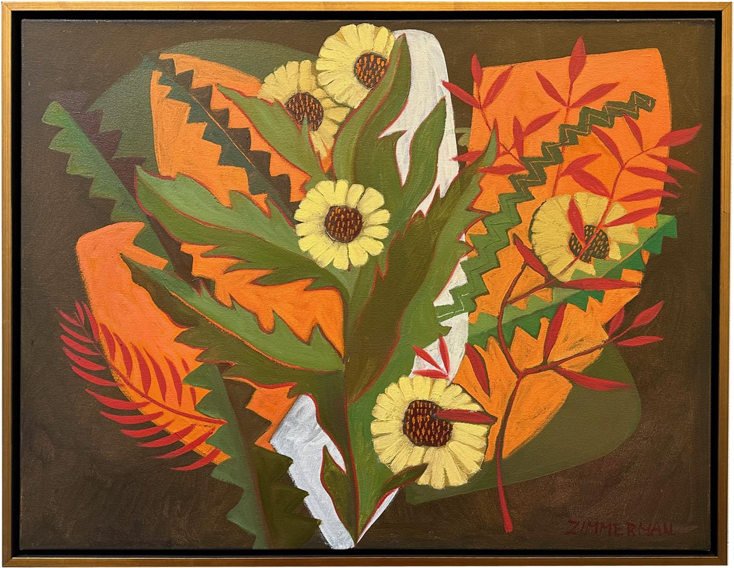 Floral on Orange Background by Marc Zimmerman