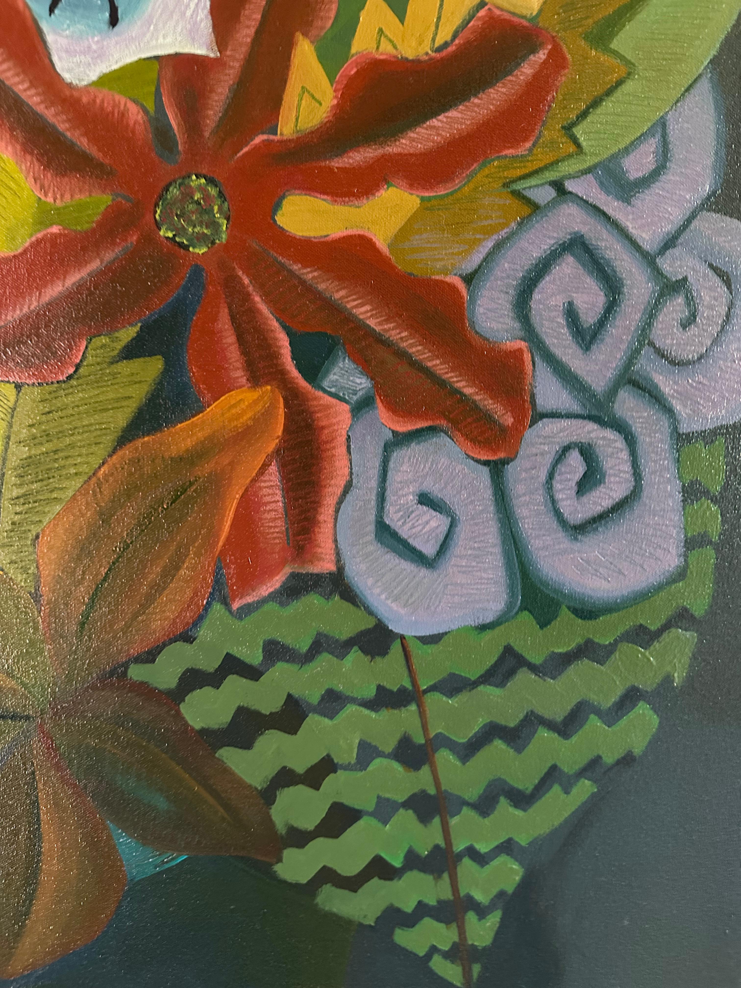 Fiori con ape - Natura morta di fiori dipinta da Marc Zimmerman in vendita 5