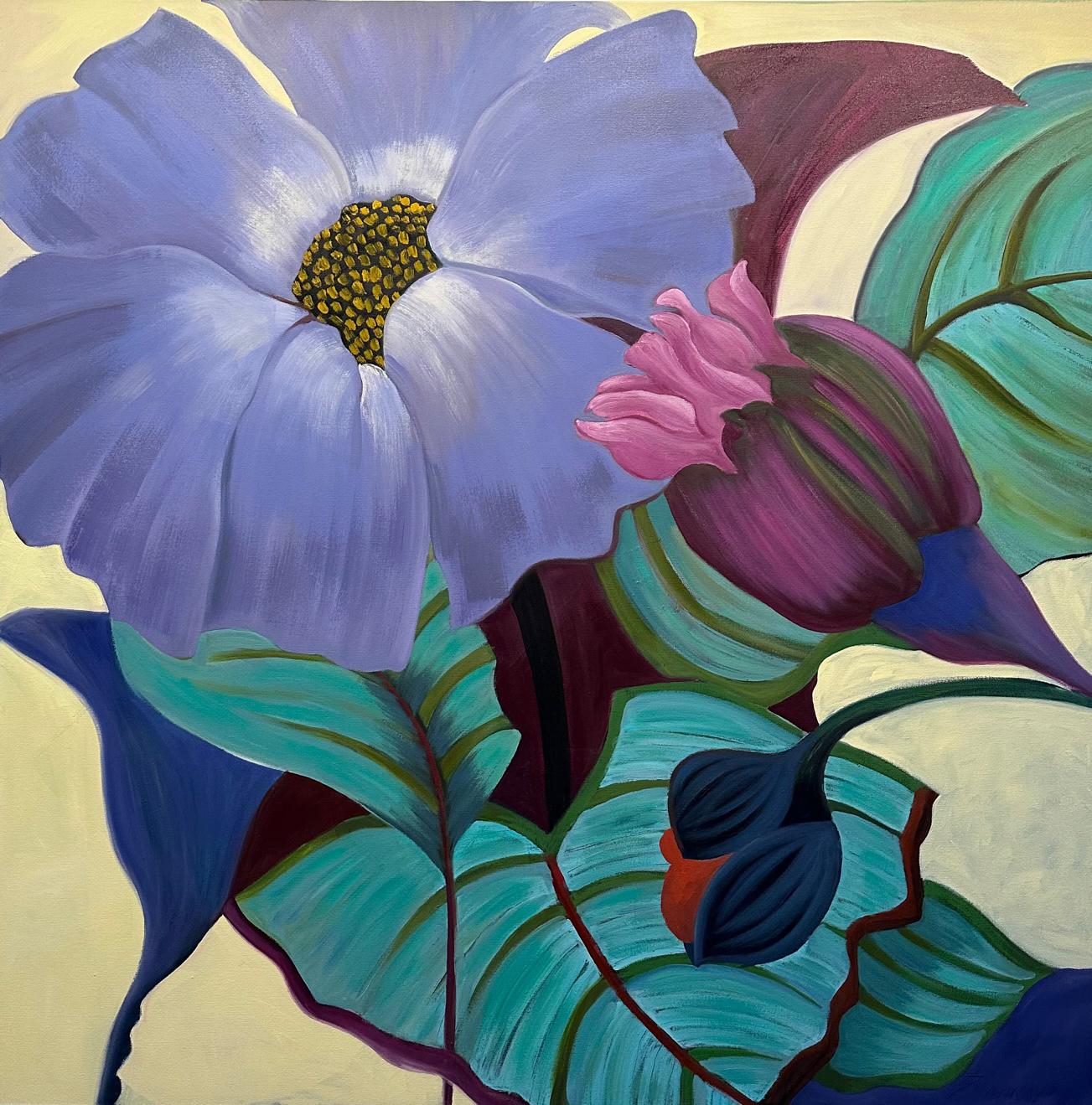 This masterpiece is exhibited in the Zimmerman Gallery, Carmel CA.

Marc Zimmerman creates playful paintings, whether deep mysterious jungle or delightfully whimsical florals. His color palette explores various harmonies yet always surprises with