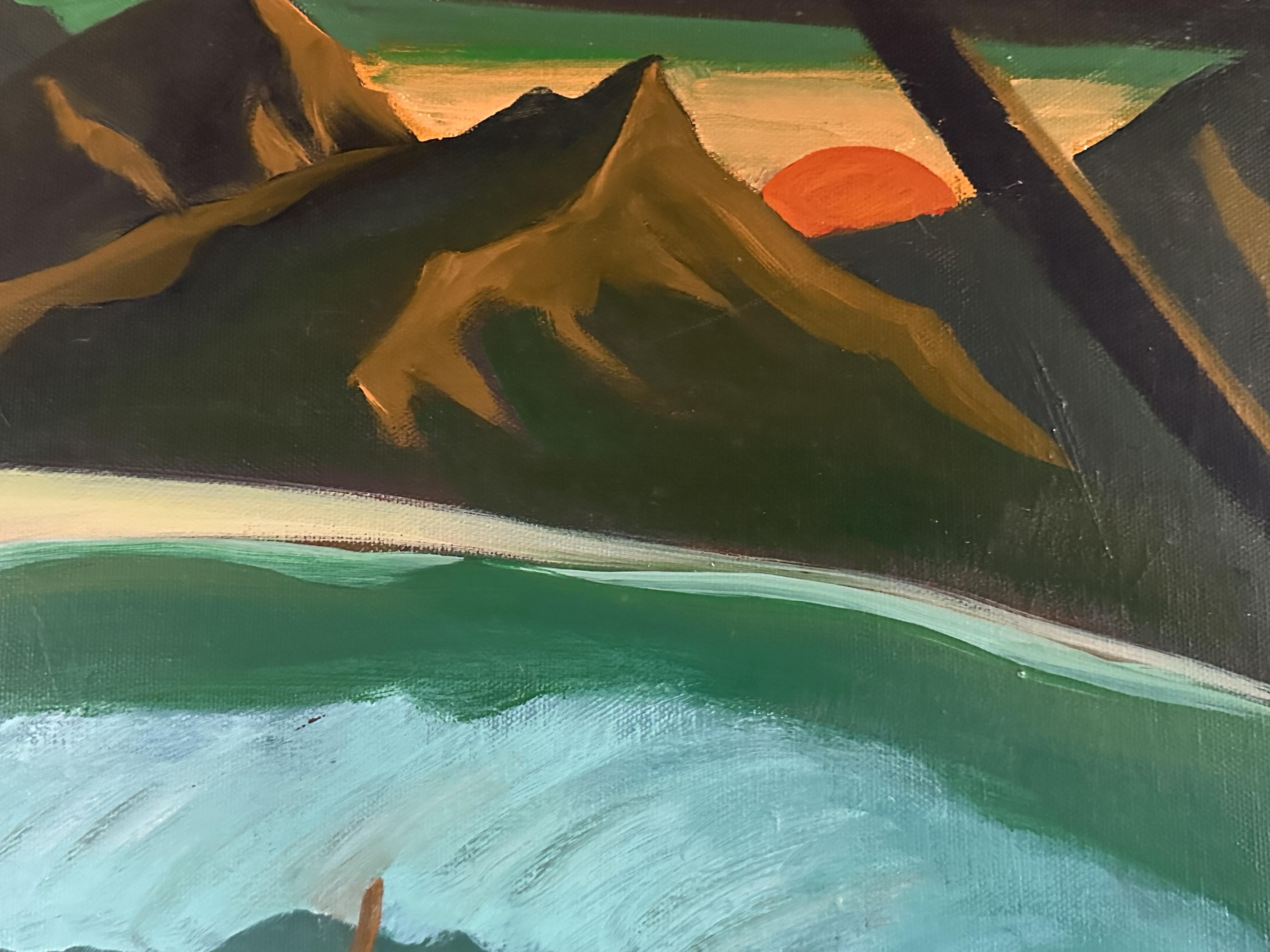 Hanalee pier- Surfing Art -   Painting By Marc Zimmerman For Sale 4