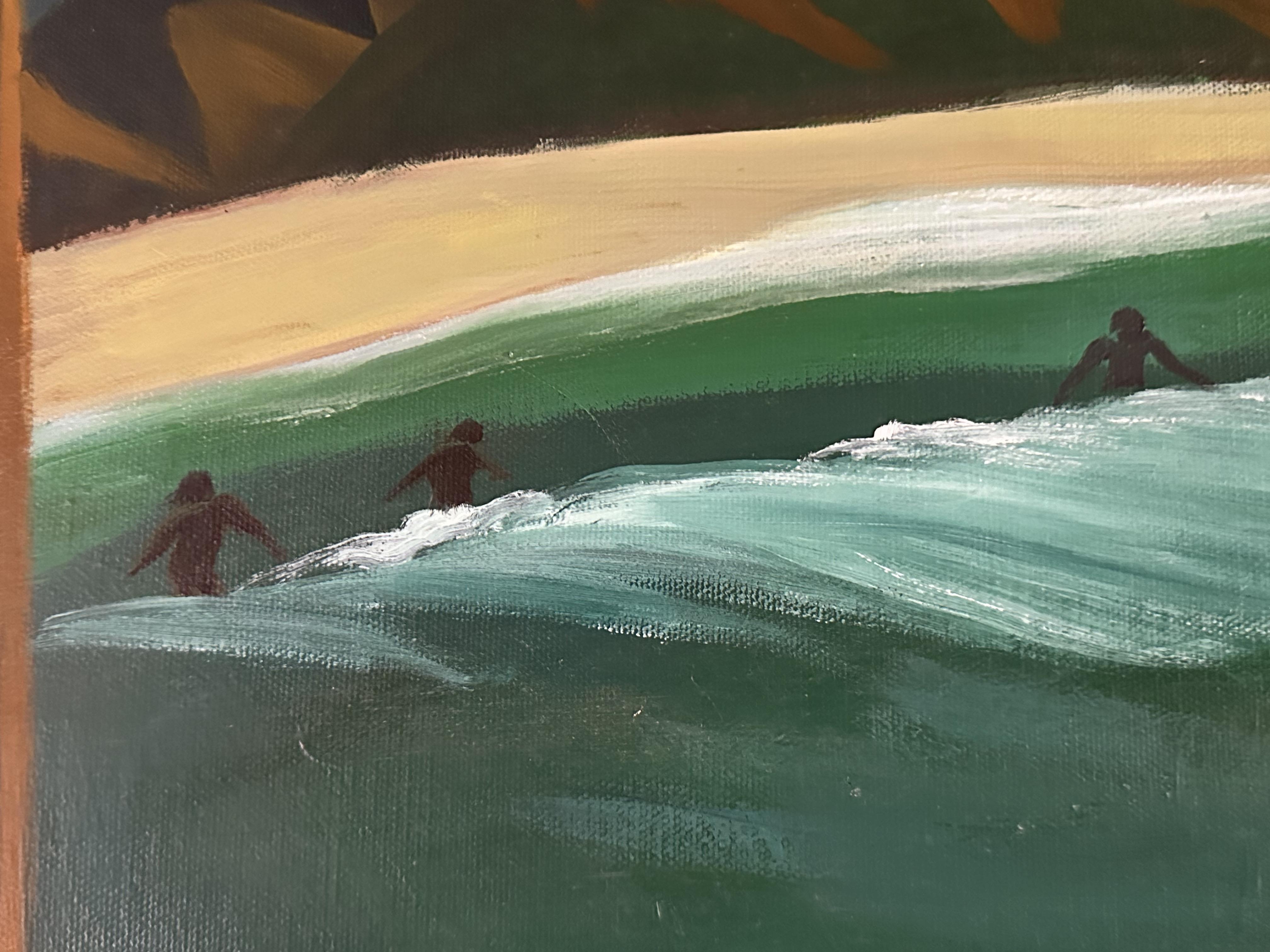 Hanalee pier- Surfing Art -   Painting By Marc Zimmerman For Sale 5