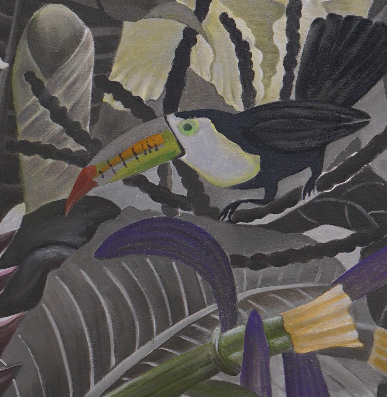 Giungla con tucano - Pittura di animali - Arte contemporanea Di Marc Zimmerman in vendita 2