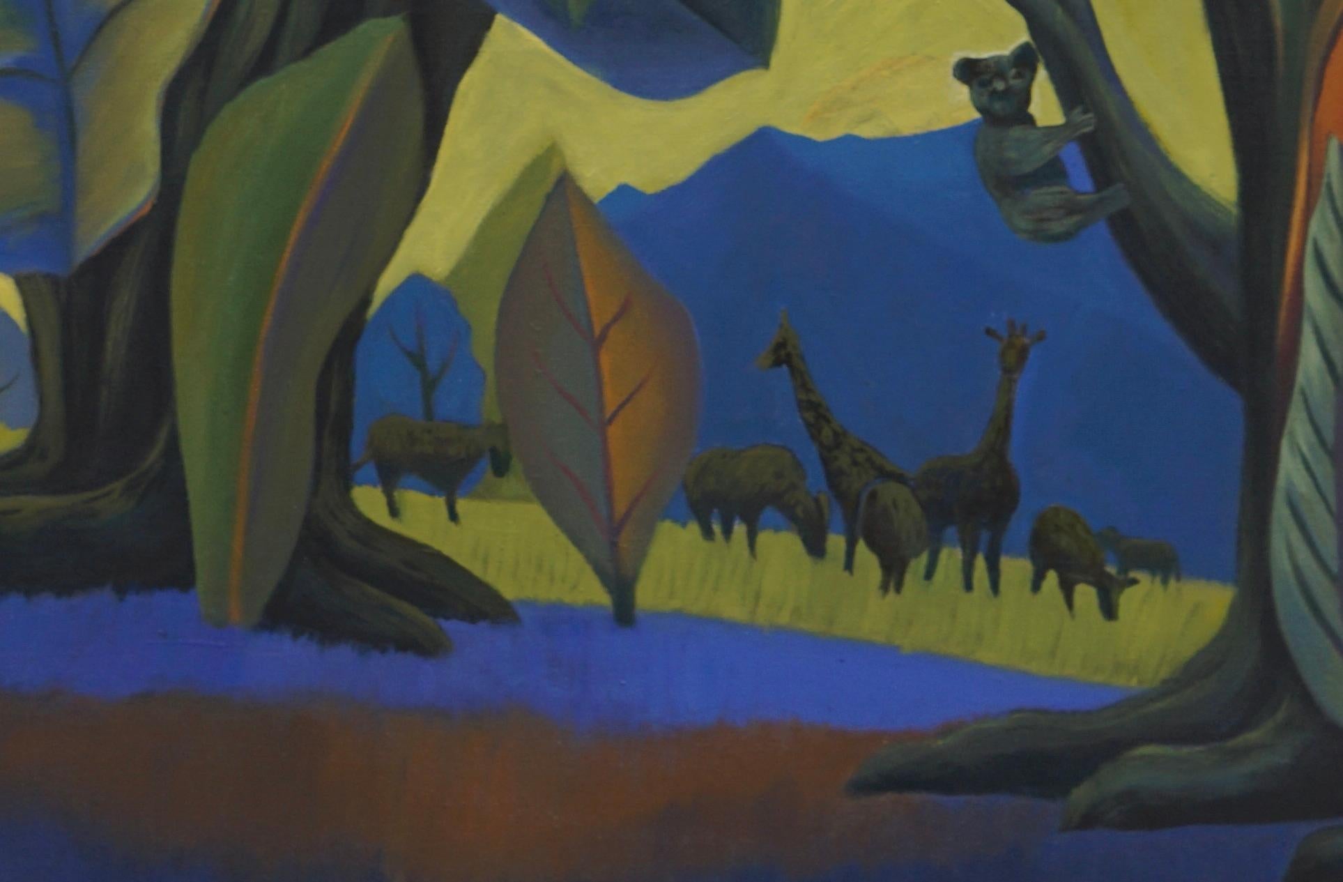 Landschaft in Blau – Tiergemälde – Konzeptuelle Kunst von Marc Zimmerman im Angebot 2