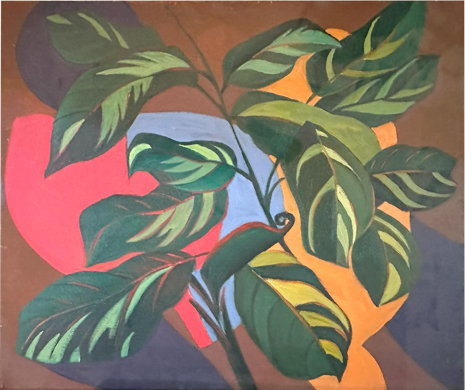Leaflow - Il ritmo delle foglie con i loro motivi crea un'alfaritmia, mentre lo sfondo di rosso e giallo cadmio dà un tocco di classe a questa semplice composizione.

Marc Zimmerman crea dipinti giocosi, che si tratti di giungle profonde e