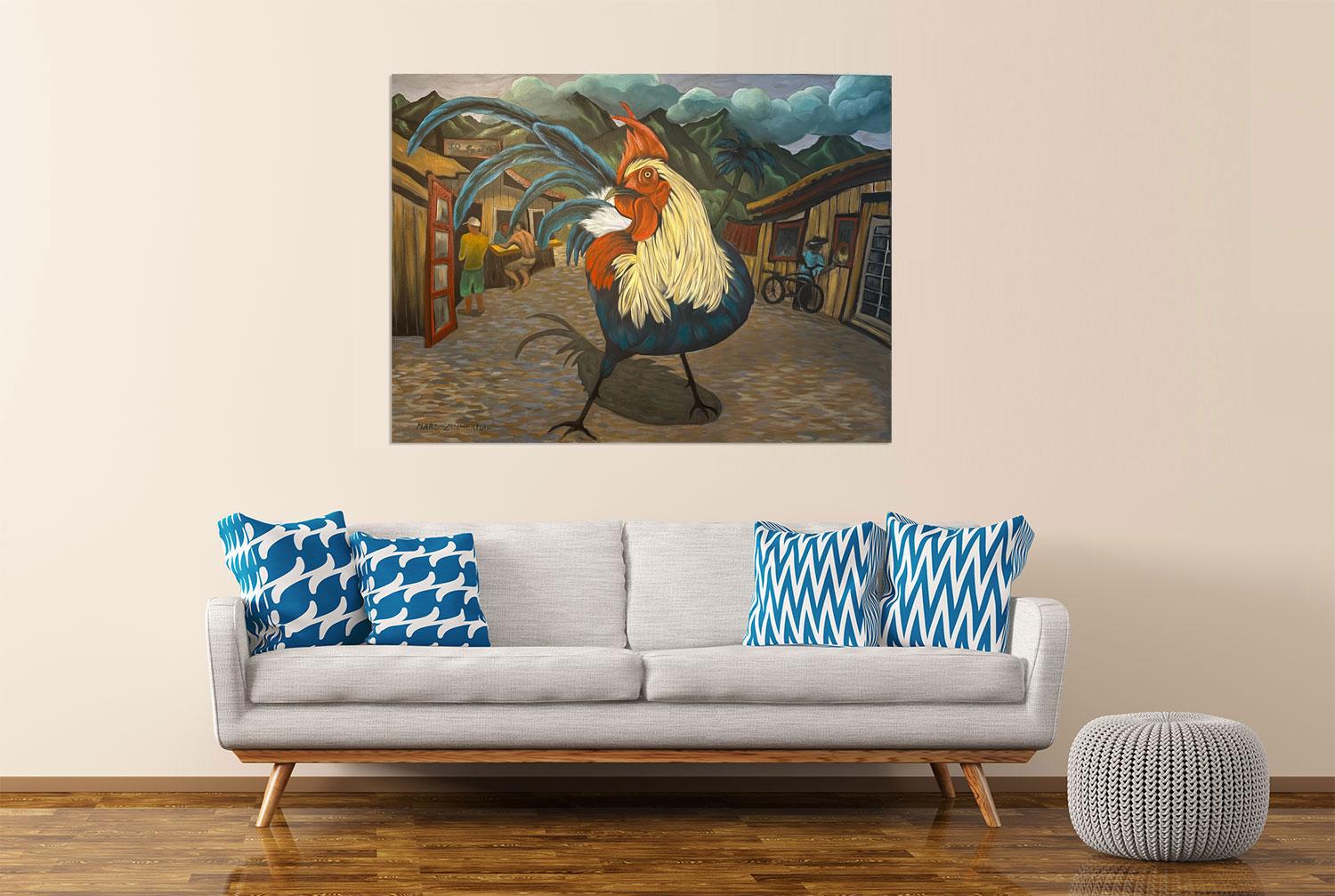 Make My Day - Chicken Rooster Painting by Marc Zimmerman For Sale 1