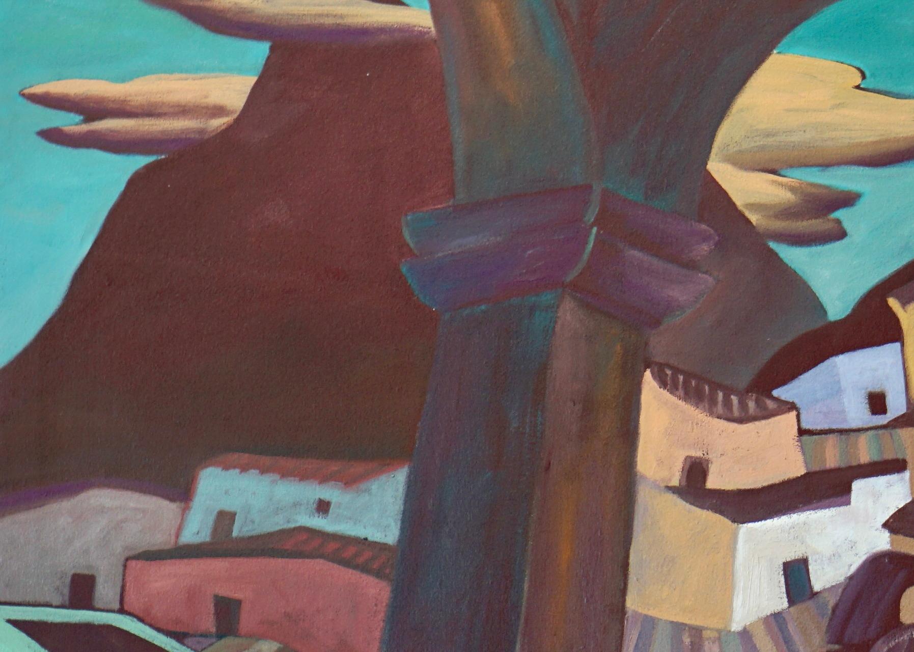 Gran pueblo con motivos mexicanos enmarcado con arcos. Los colores son una gama de pasteles suaves y el pueblo ondula a un ritmo suave y tranquilizador.

Pueblo Mexicano Con Arco - Pintura Paisaje - Abstracto Geométrico por Marc Zimmerman

Esta obra