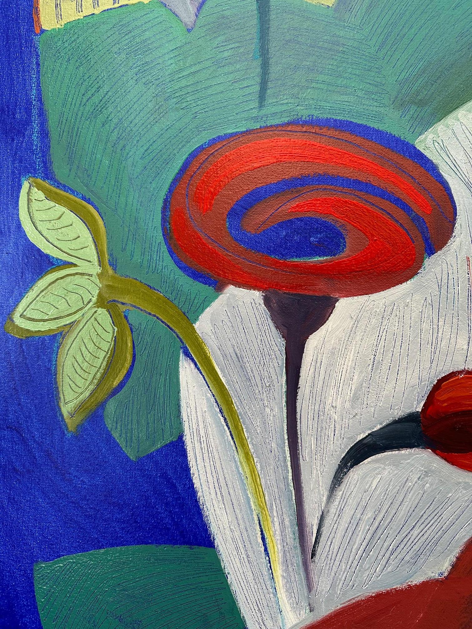 Mid Century Modern 3 - Abstract Floral Painting By Marc Zimmerman For Sale 2