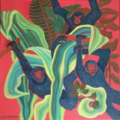 Peinture - Animaux entourés de singes par Marc