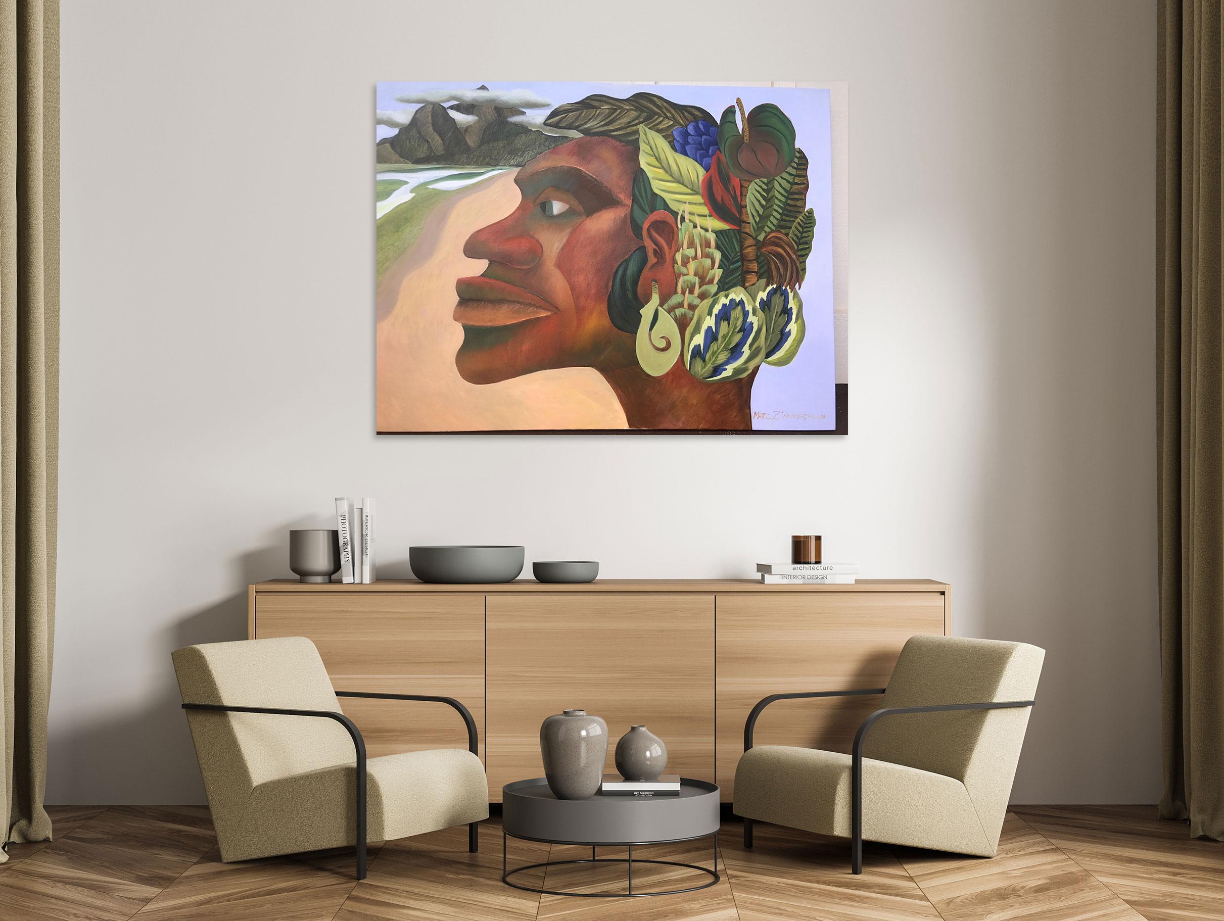 Native (male version) - Portrait Painting - Conceptual Art By Marc Zimmerman For Sale 1