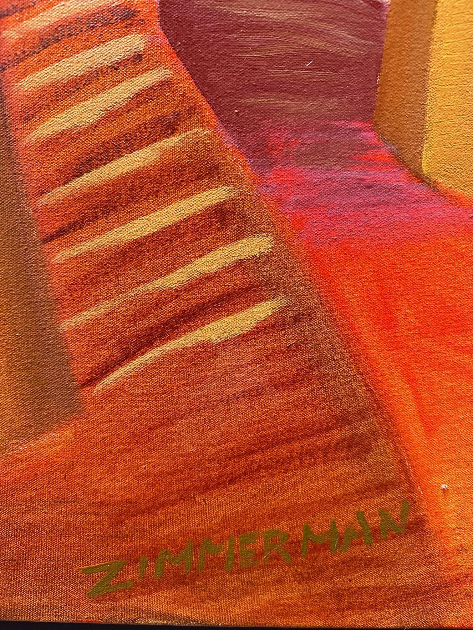 Orange Village - Paesaggio urbano dipinto da Marc Zimmerman in vendita 2