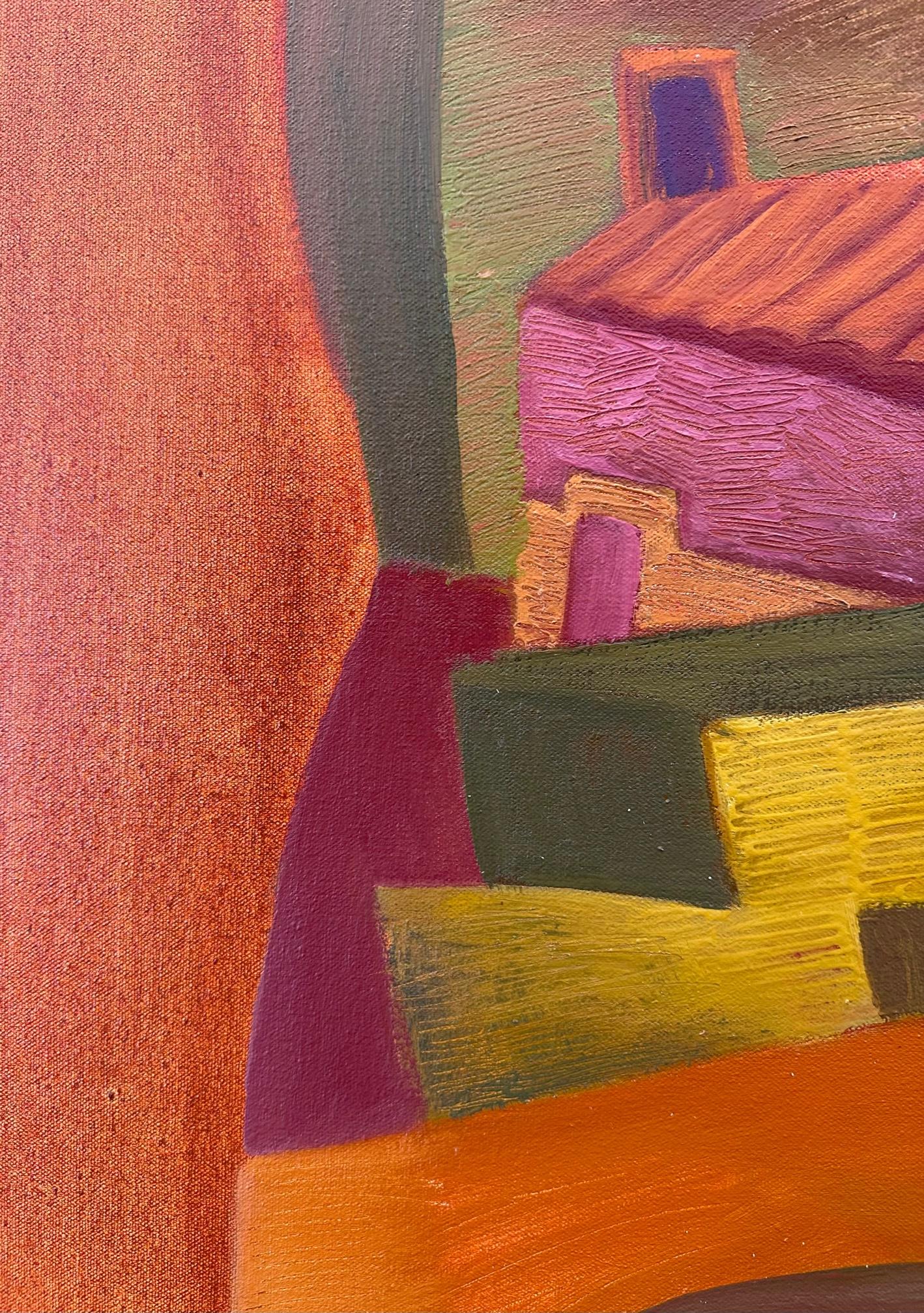 Orange Village - Paesaggio urbano dipinto da Marc Zimmerman in vendita 3