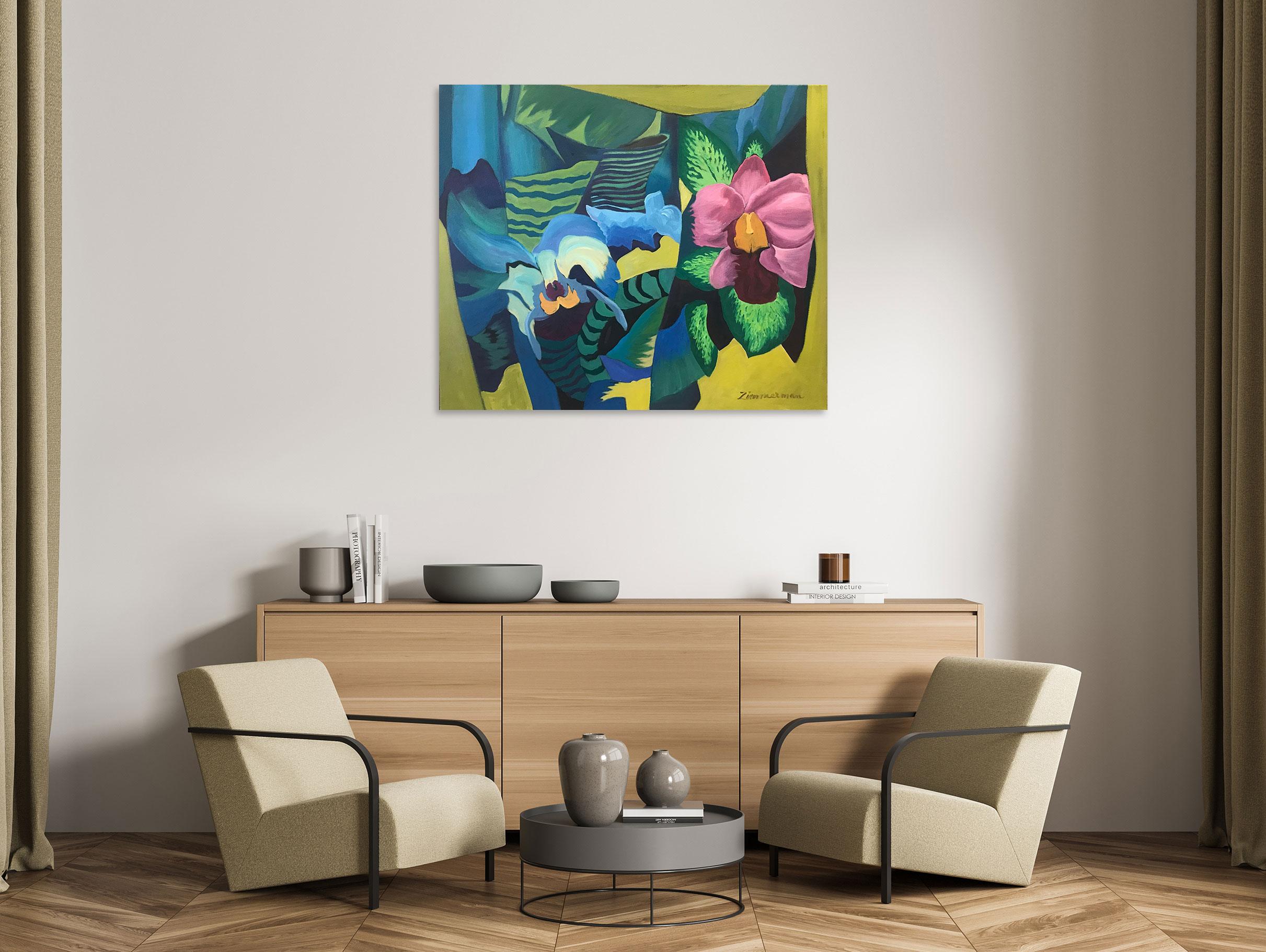 Abstraction de l'orchidée - Peinture abstraite - Huile sur toile de Marc Zimmerman en vente 1