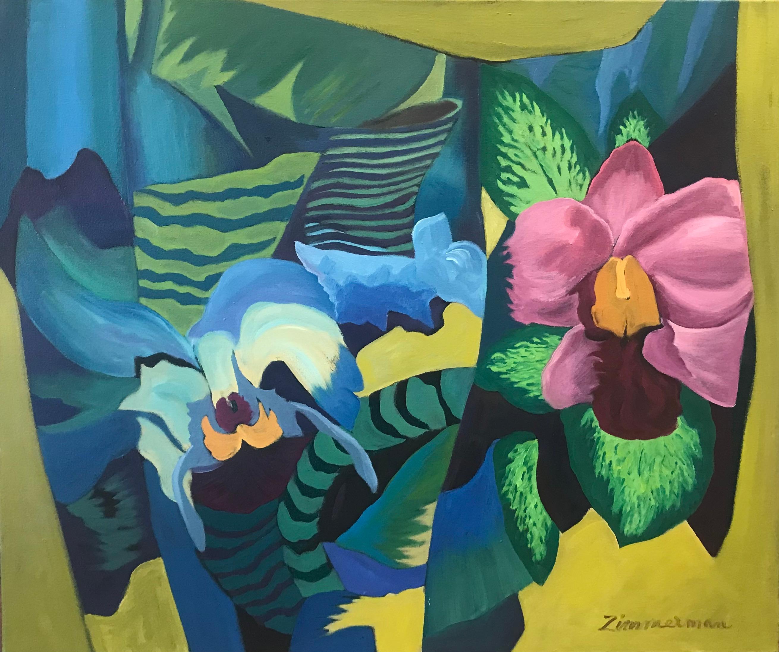 Orchidee-Abstraktion – Abstraktes Gemälde – Öl auf Leinwand von Marc Zimmerman