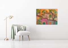 Pastel Village - Pintura de paisaje urbano - Óleo sobre lienzo Por Marc Zimmerman
