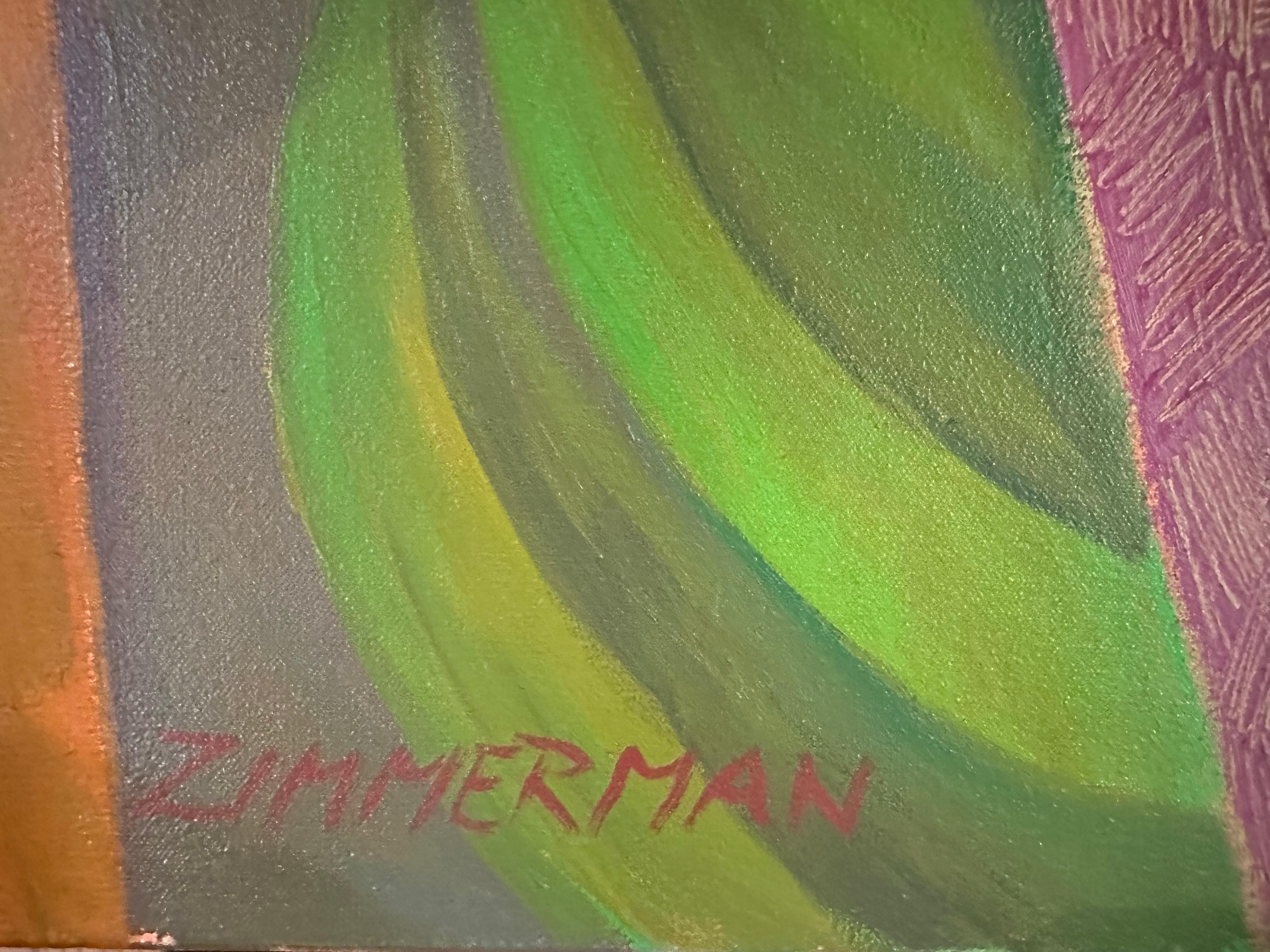 Pastel Village - Pintura de paisaje urbano - Óleo sobre lienzo Por Marc Zimmerman en venta 2