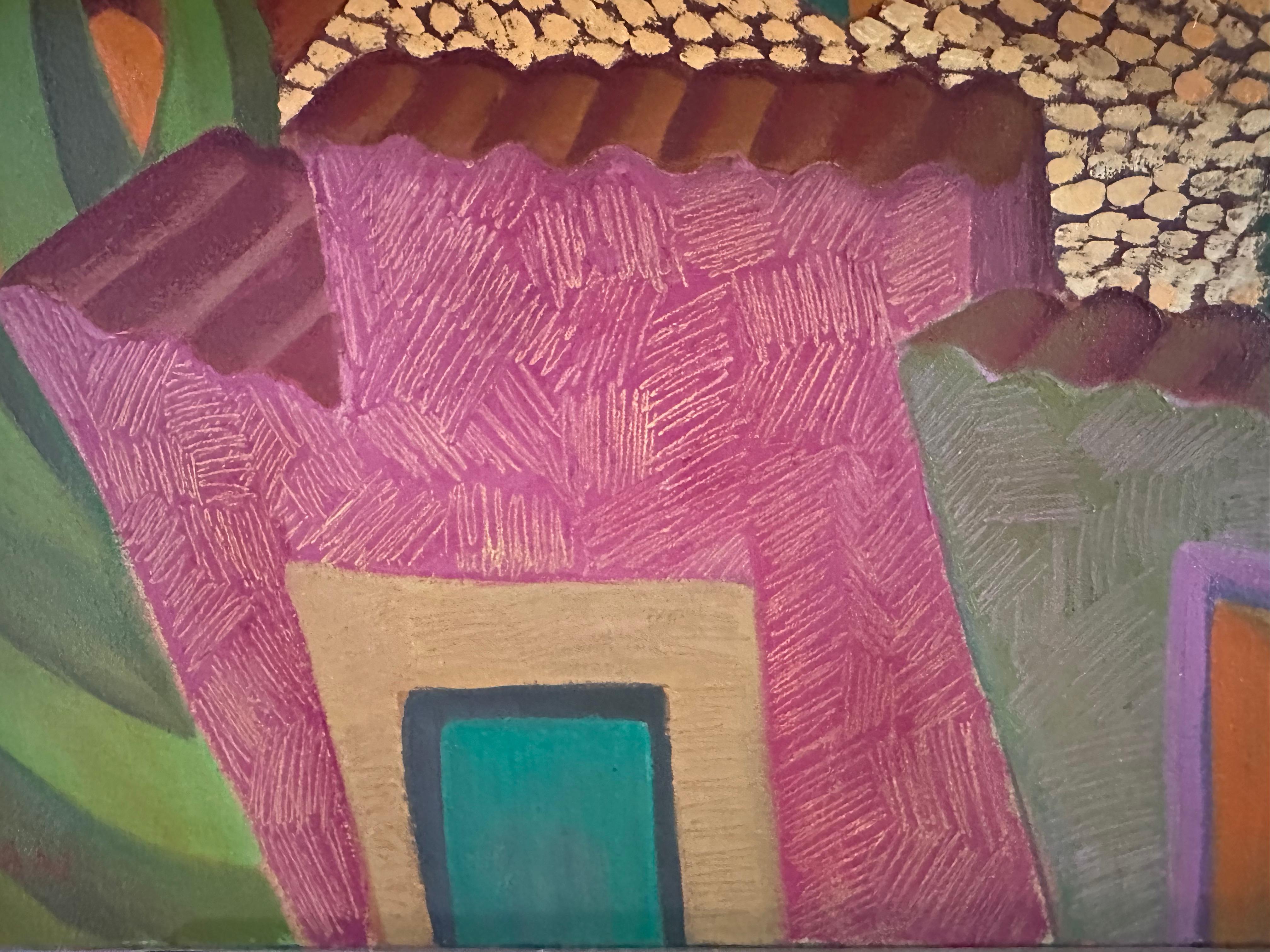 Pastel Village - Pintura de paisaje urbano - Óleo sobre lienzo Por Marc Zimmerman en venta 3