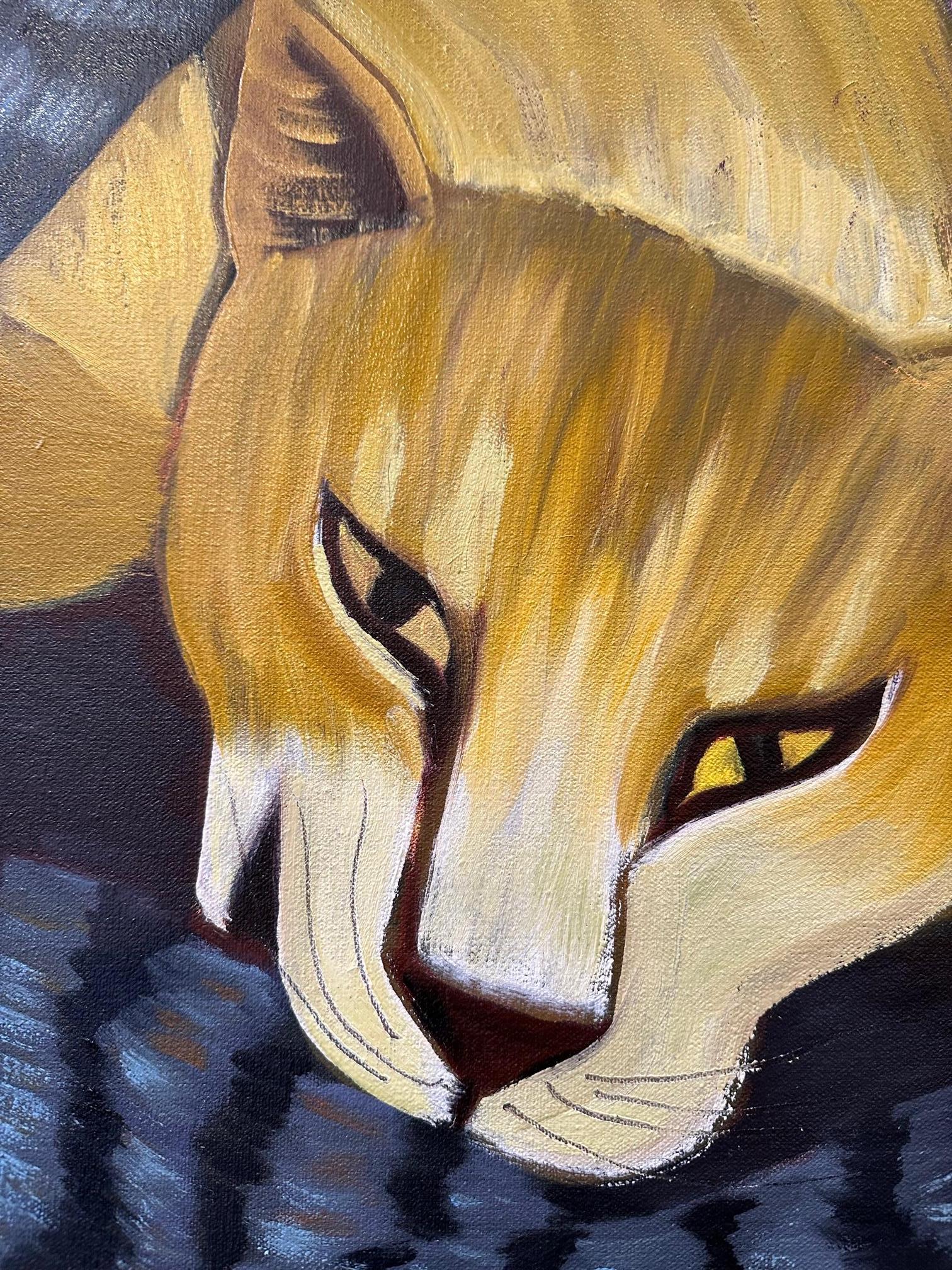 Paws in Play - Animal Cats Painting By Marc Zimmerman man en vente 2