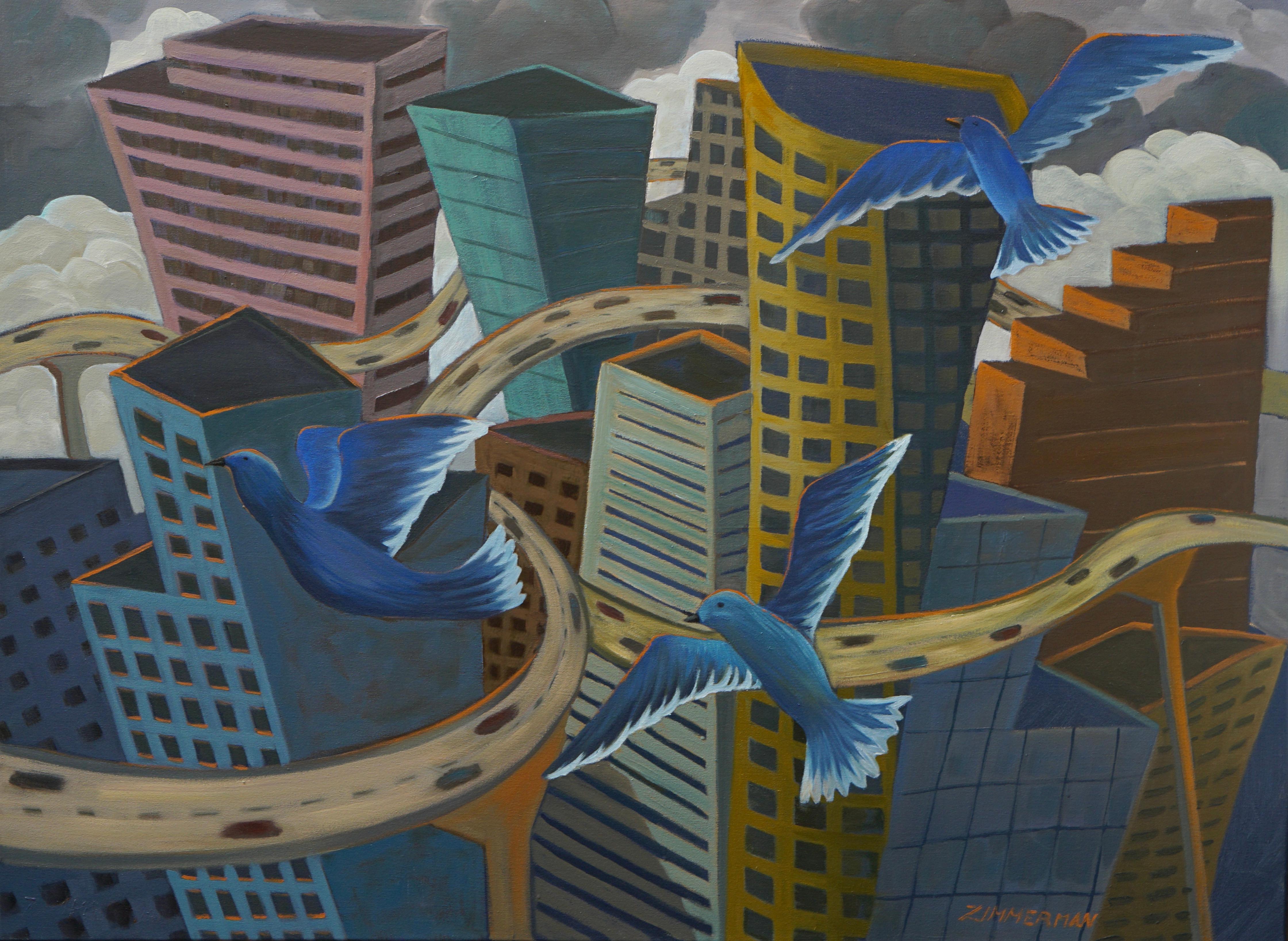 Peace Blessings Portland - Landscape Painting - Oil On Canvas By Marc Zimmerman