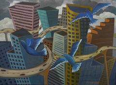 Peace Blessings Portland - Pittura di paesaggio - Olio su tela di Marc Zimmerman