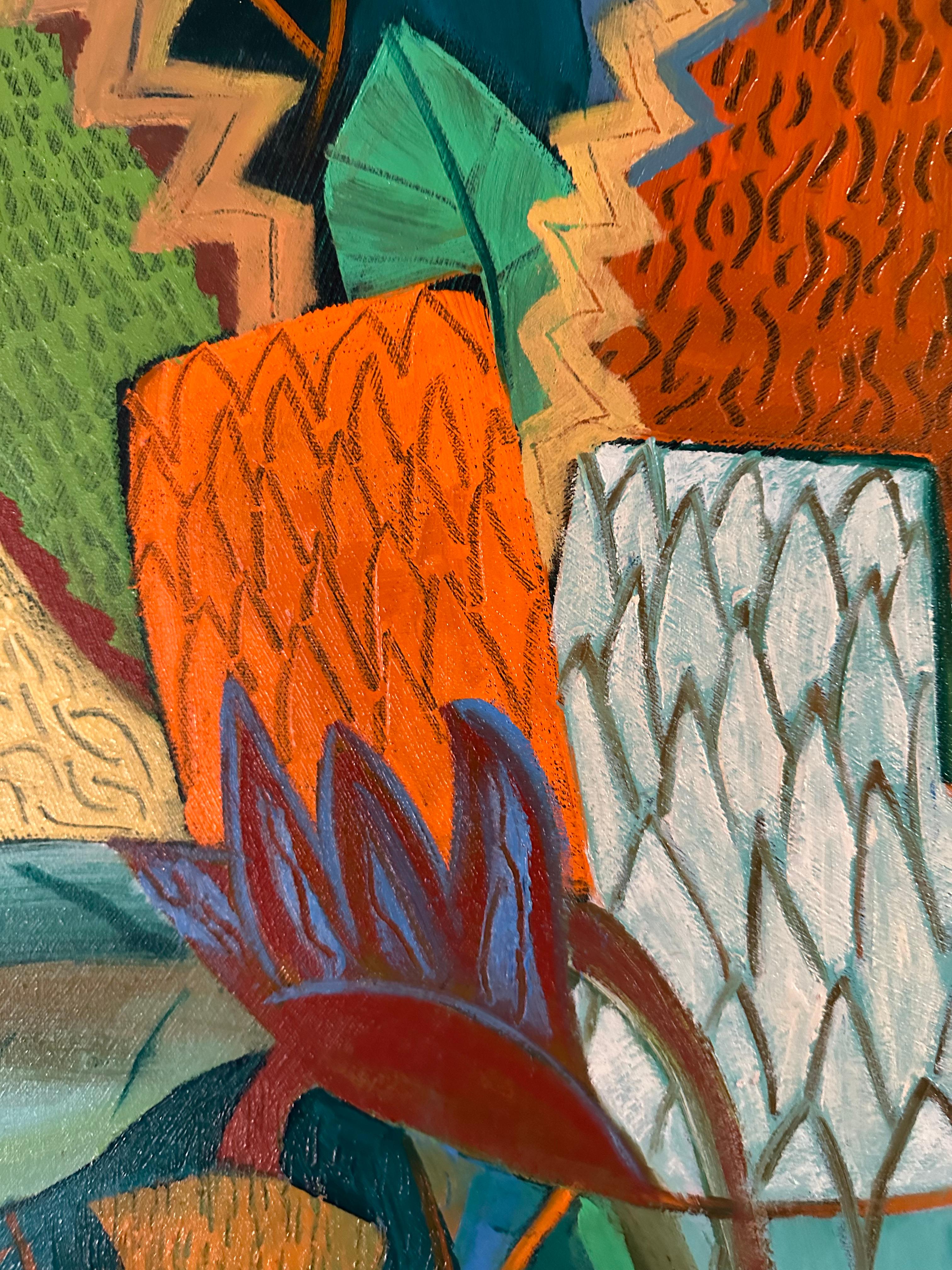 Proteas on Blue  - Abstract Geometric Art By Marc Zimmerman For Sale 3