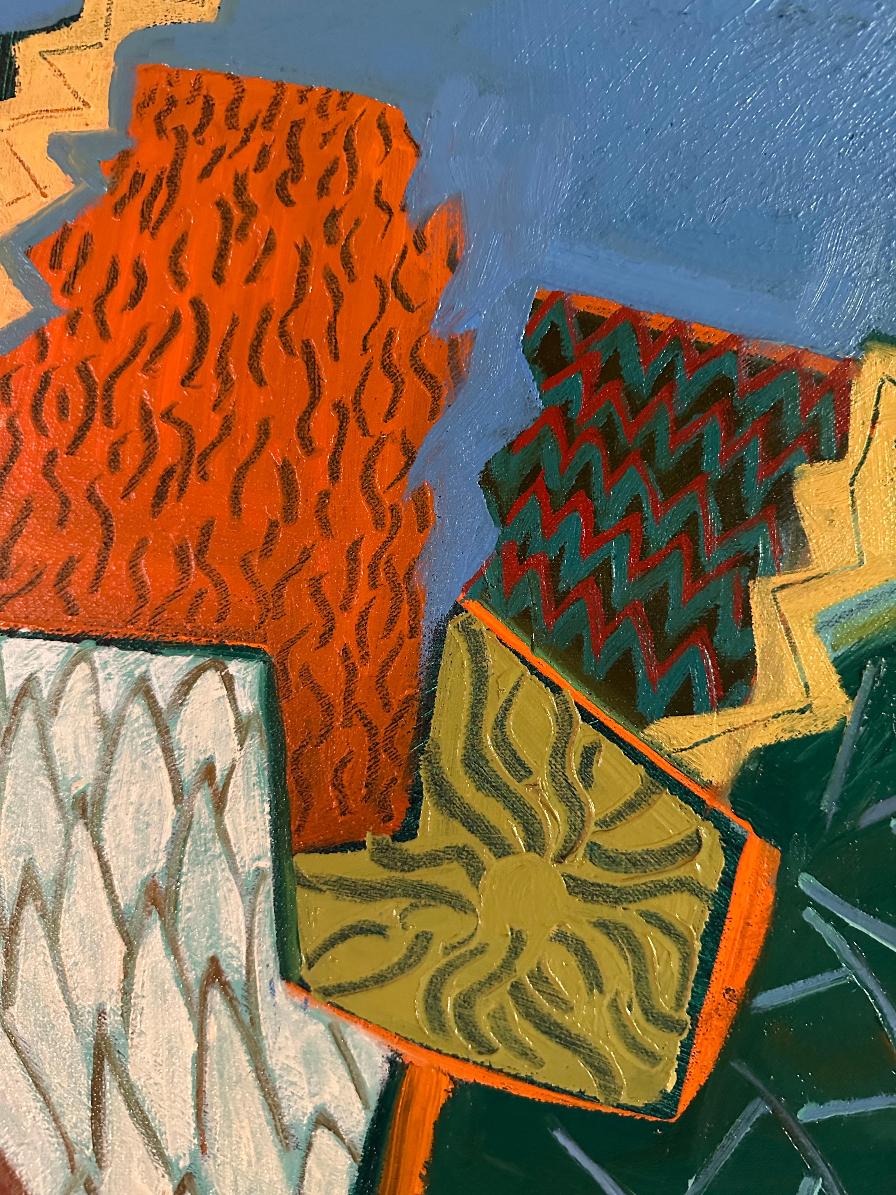 Proteas on Blue  - Abstract Geometric Art By Marc Zimmerman For Sale 4