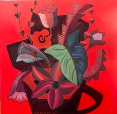 Rote geblümte Vase von Marc Zimmerman