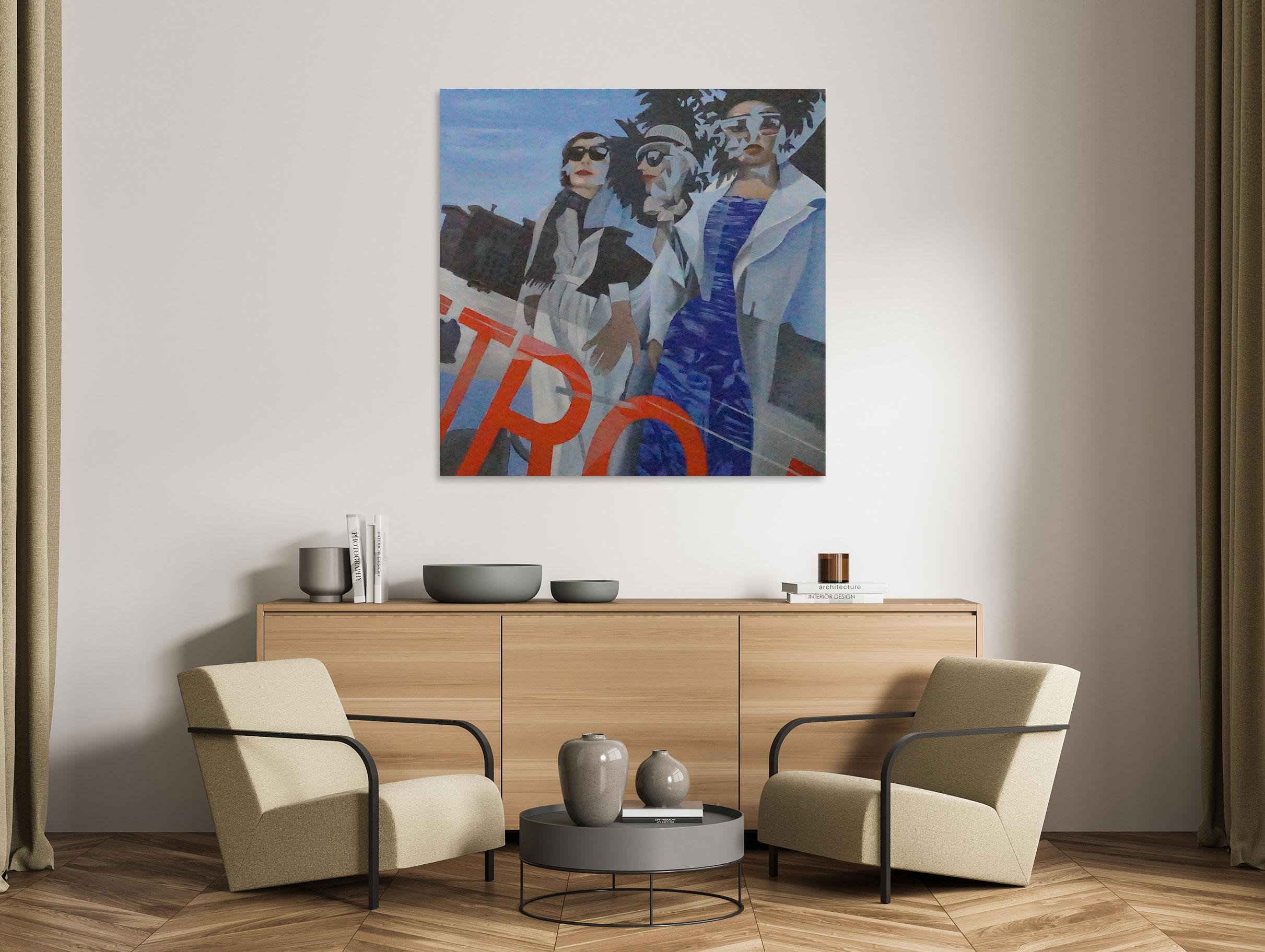 Reflections dans la ville - Peinture figurative - Art conceptuel de Marc Zimmerman en vente 1