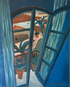 San Miguel Balcony - Urbanscape in Blue - Contemporary Art By Marc Zimmerman