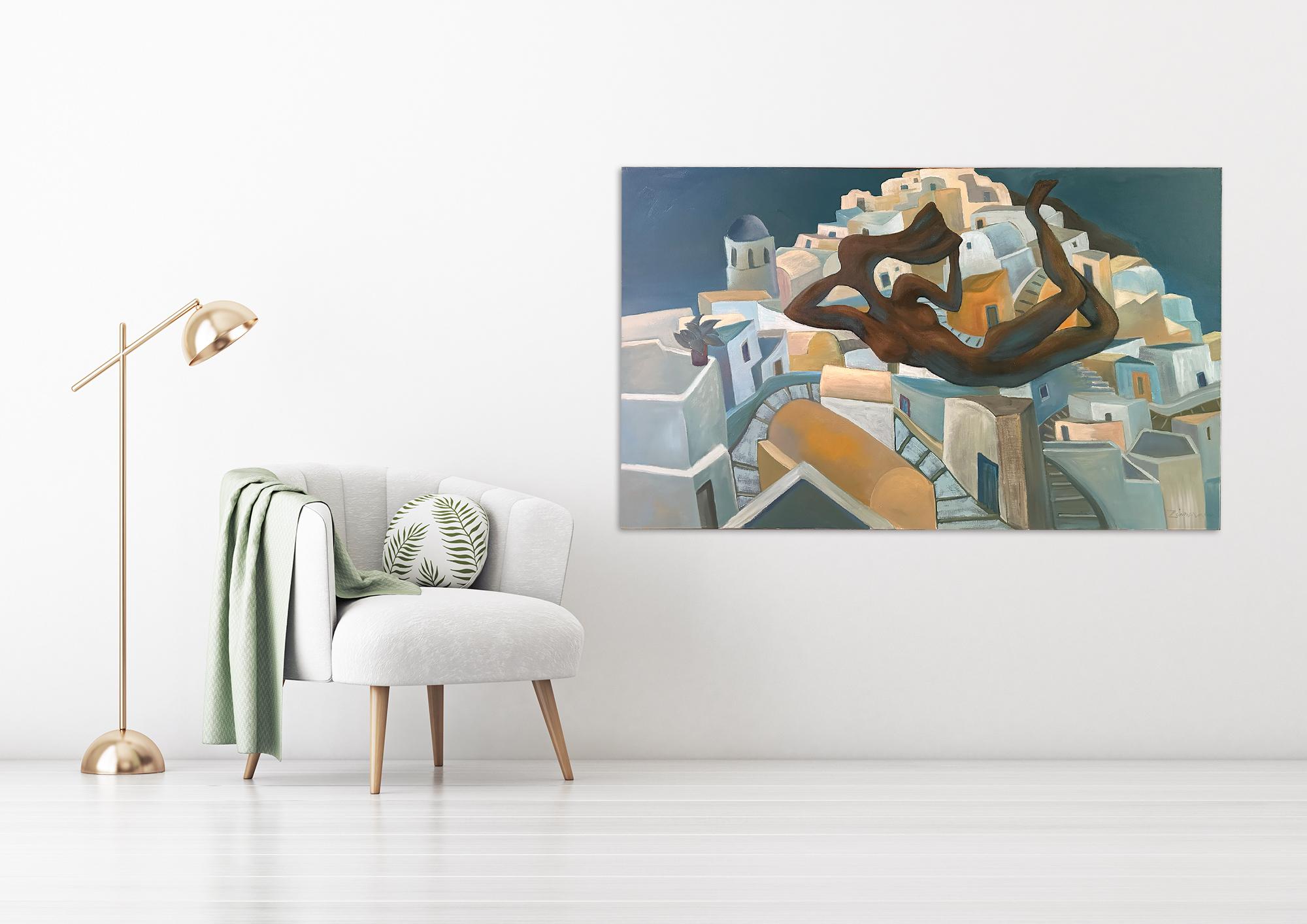 Santorini - Pintura Figurativa - Pintura al Óleo Por Marc Zimmerman en venta 1