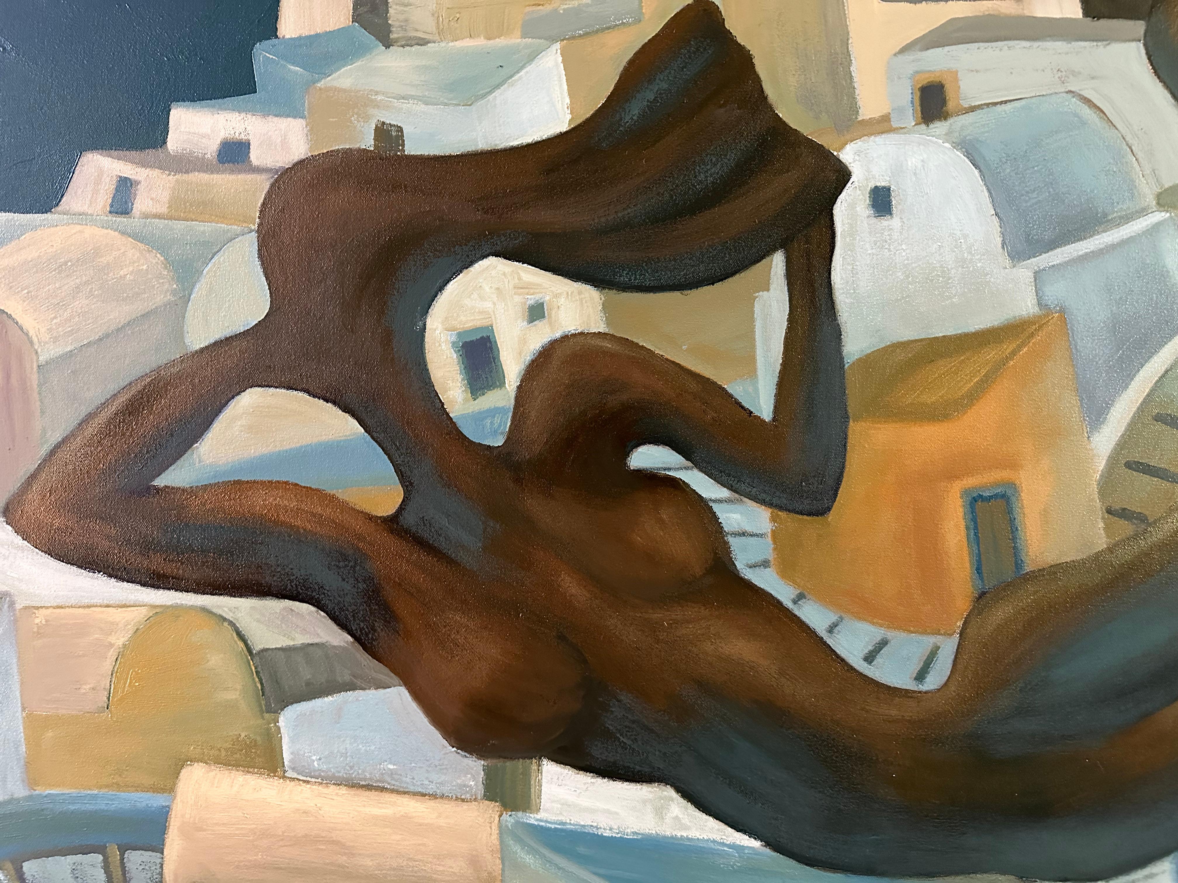 Santorini - Pintura Figurativa - Pintura al Óleo Por Marc Zimmerman en venta 2