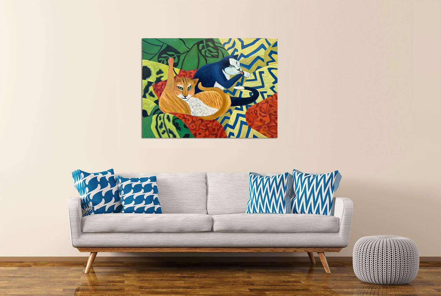 Siesta - Animal Cats Painting By Marc Zimmerman For Sale 1