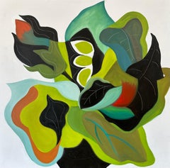 Spanien – Chartreuse Farbe – Abstraktes geblümtes Gemälde von Marc Zimmerman