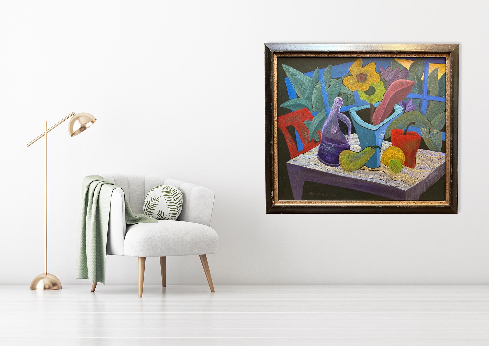 Nature morte à la jungle agressive par Marc - Noir Still-Life Painting par Marc Zimmerman