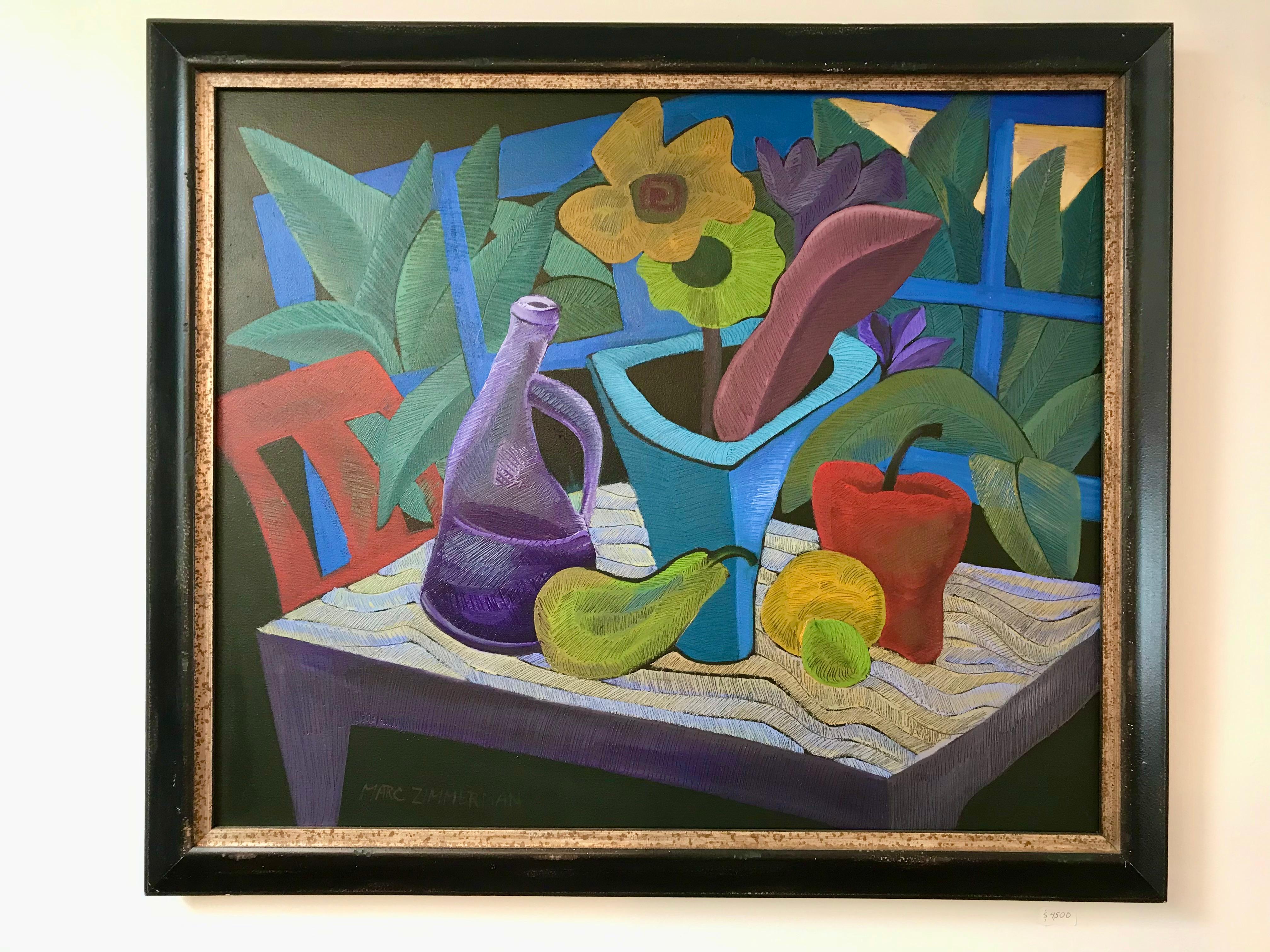 Marc Zimmerman Still-Life Painting - Still Life With Aggressive Jungle By Marc