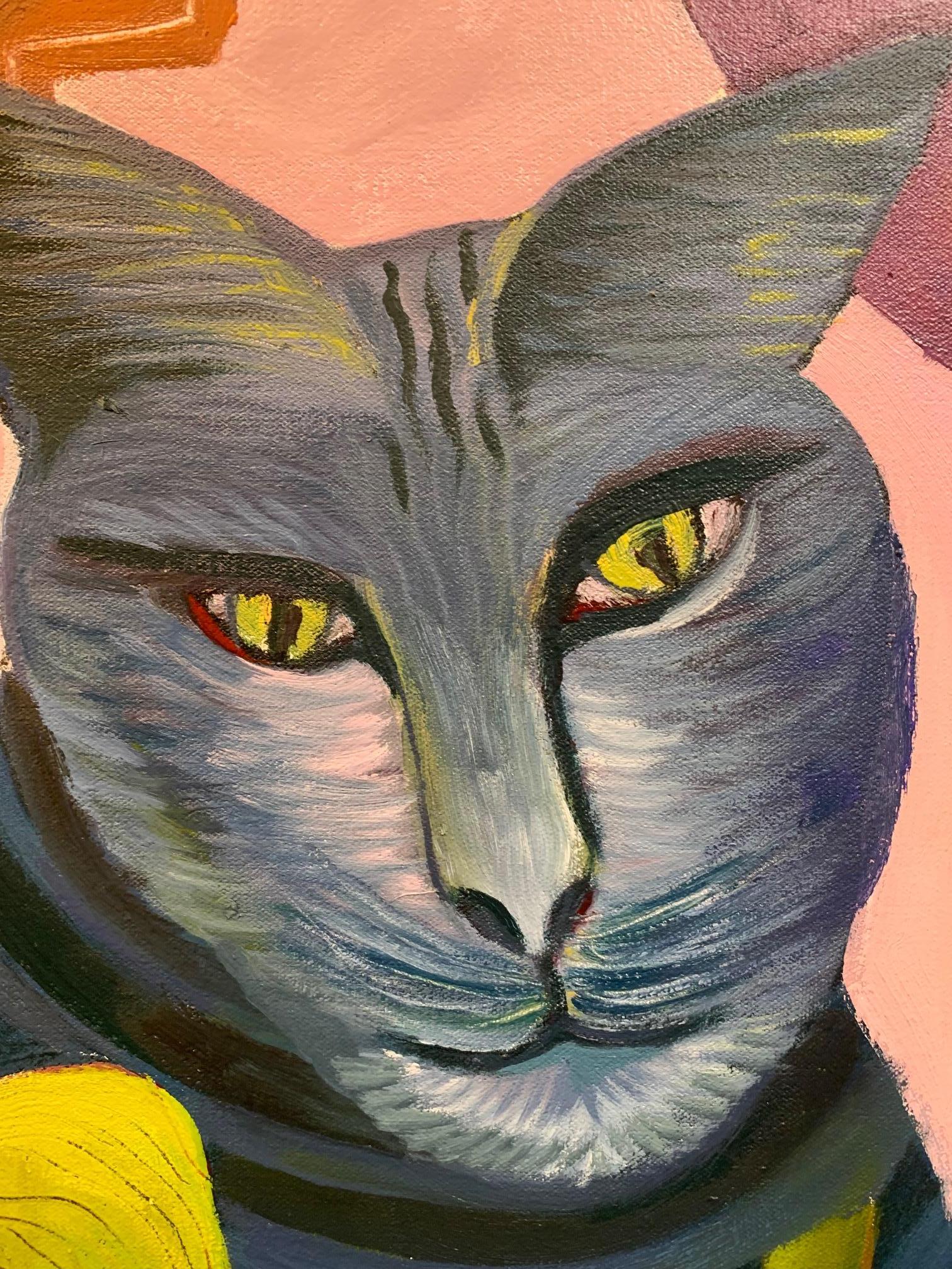 Cat Striped In Wonderland - Peintures d'animaux - Huile sur toile de Marc Zimmerman en vente 3