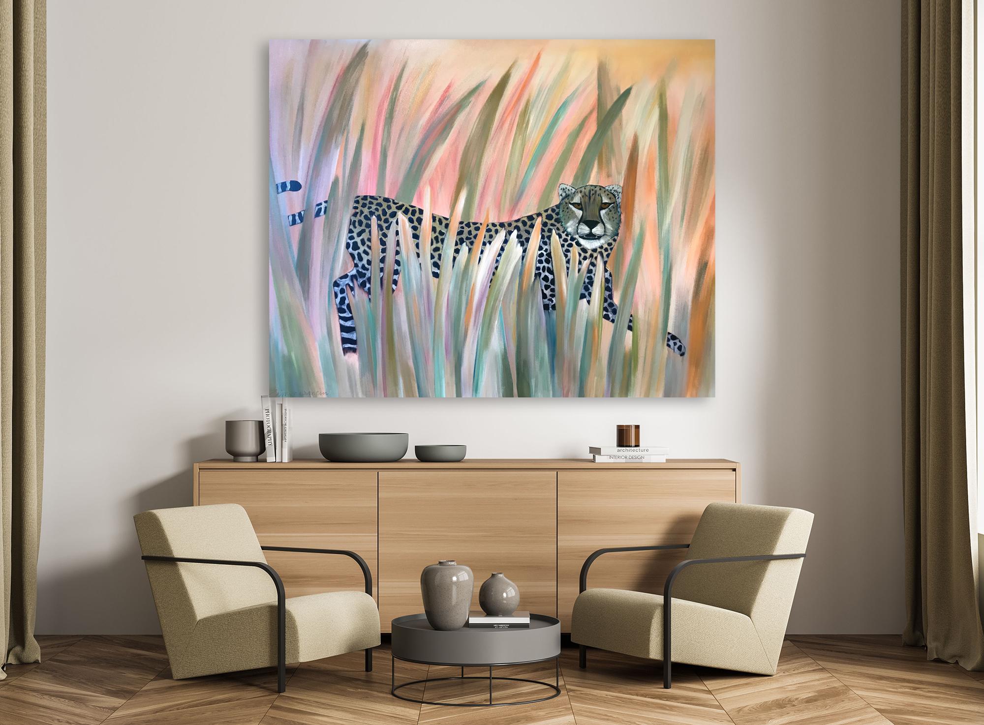 The Cheetah - Animal Wild Cat Painting - Contemporary Nature Art By Marc - Brown Animal Painting by Marc Zimmerman