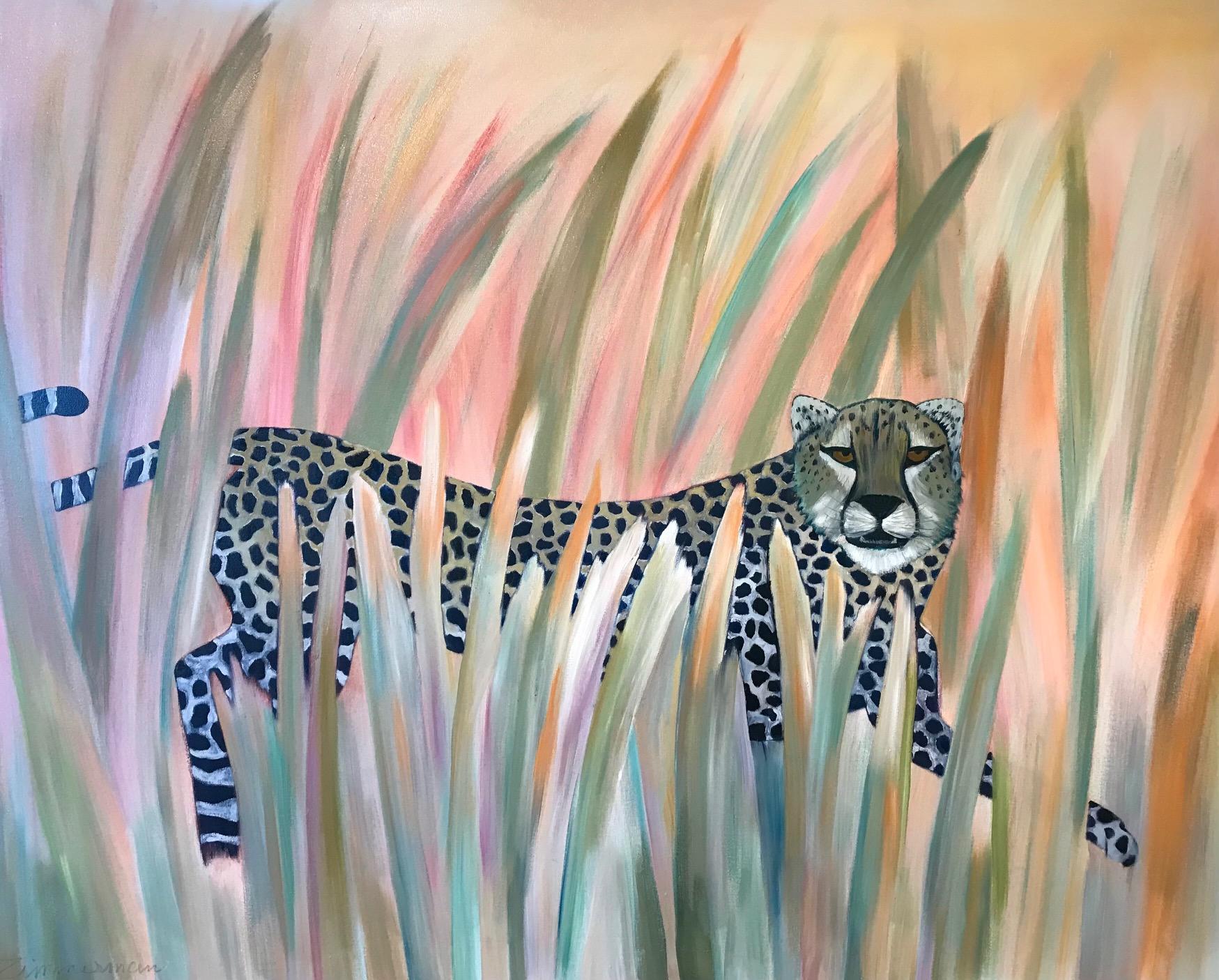 Marc Zimmerman Landscape Painting - The Cheetah - Animal Wild Cat Painting - Contemporary Nature Art By Marc